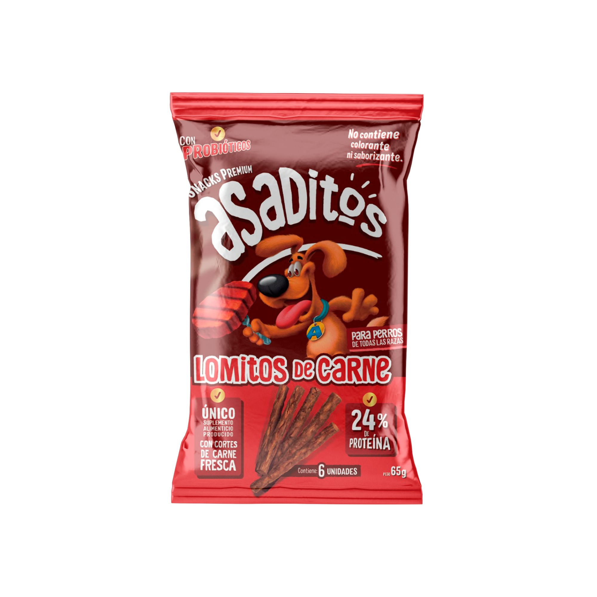 Snack para perro Asaditos lomito de carne 65 grs