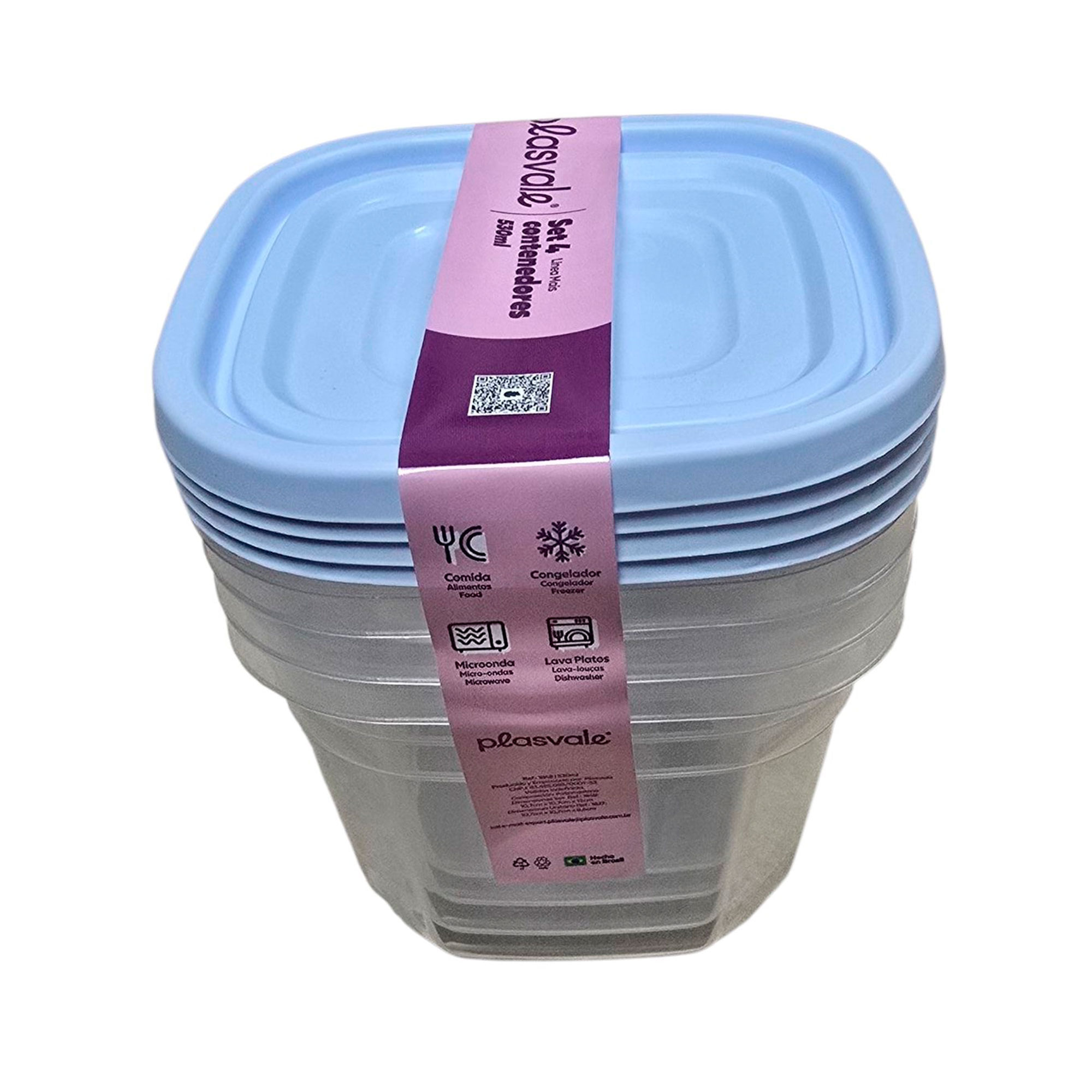 Set contenedores Plasvale 0.53 lts x 4 uni