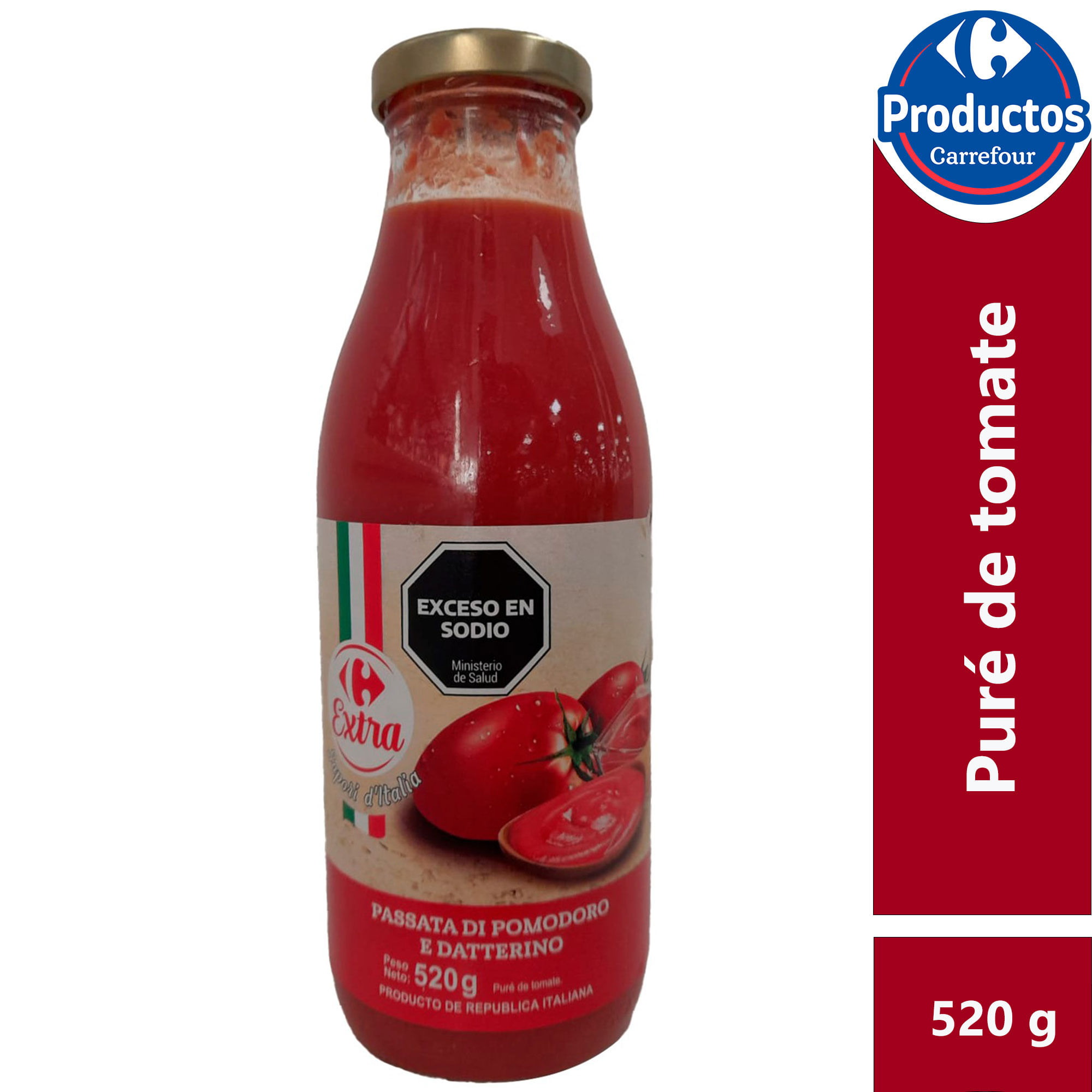 Puré de tomate Italia Carrefour Extra 520 grs