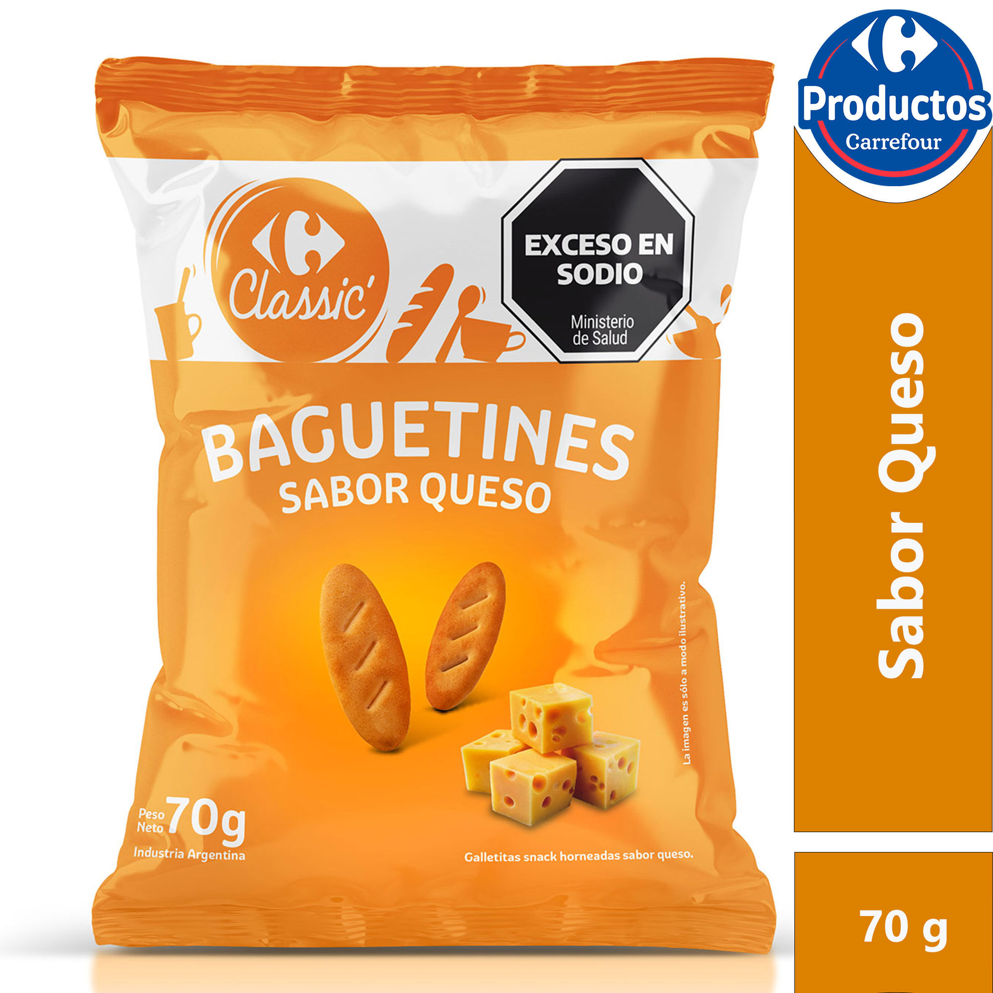 Baguetin sabor queso Carrefour Classic 70 grs