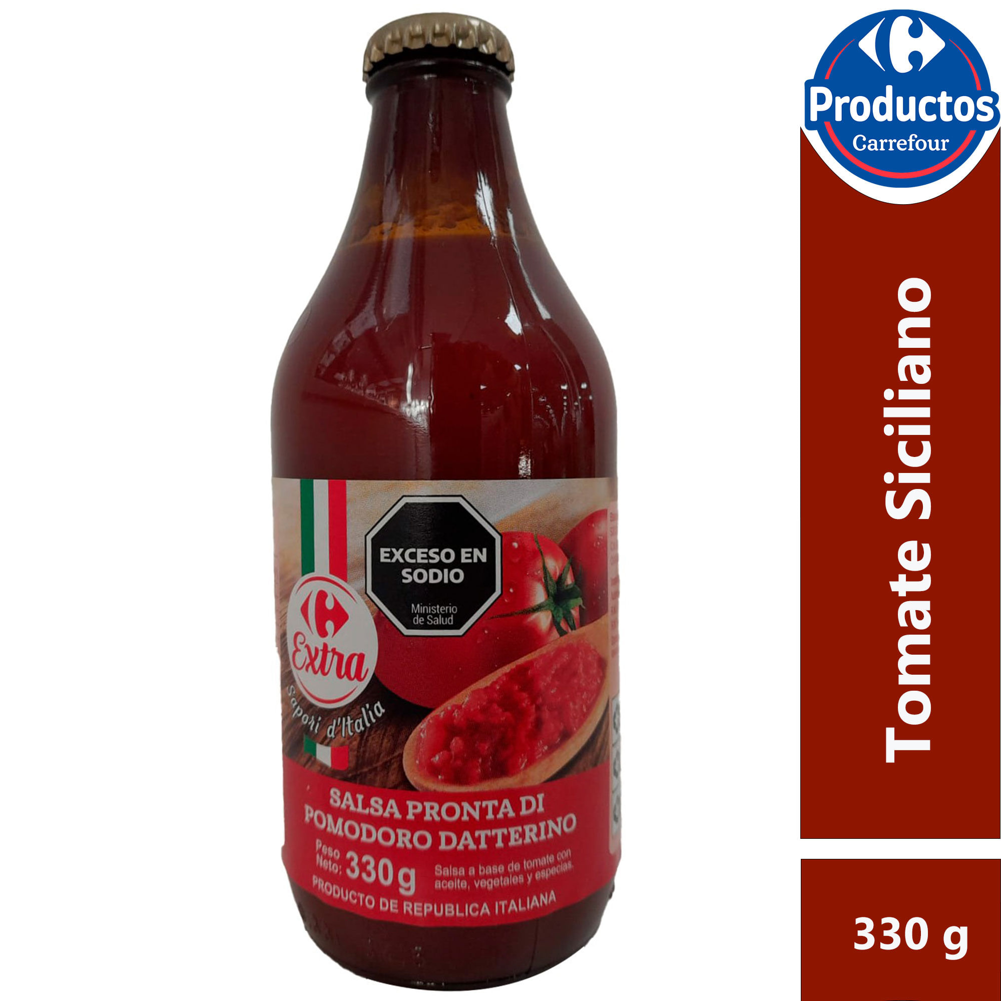 Salsa lista de tomate Siciliano Carrefour Extra 330 grs