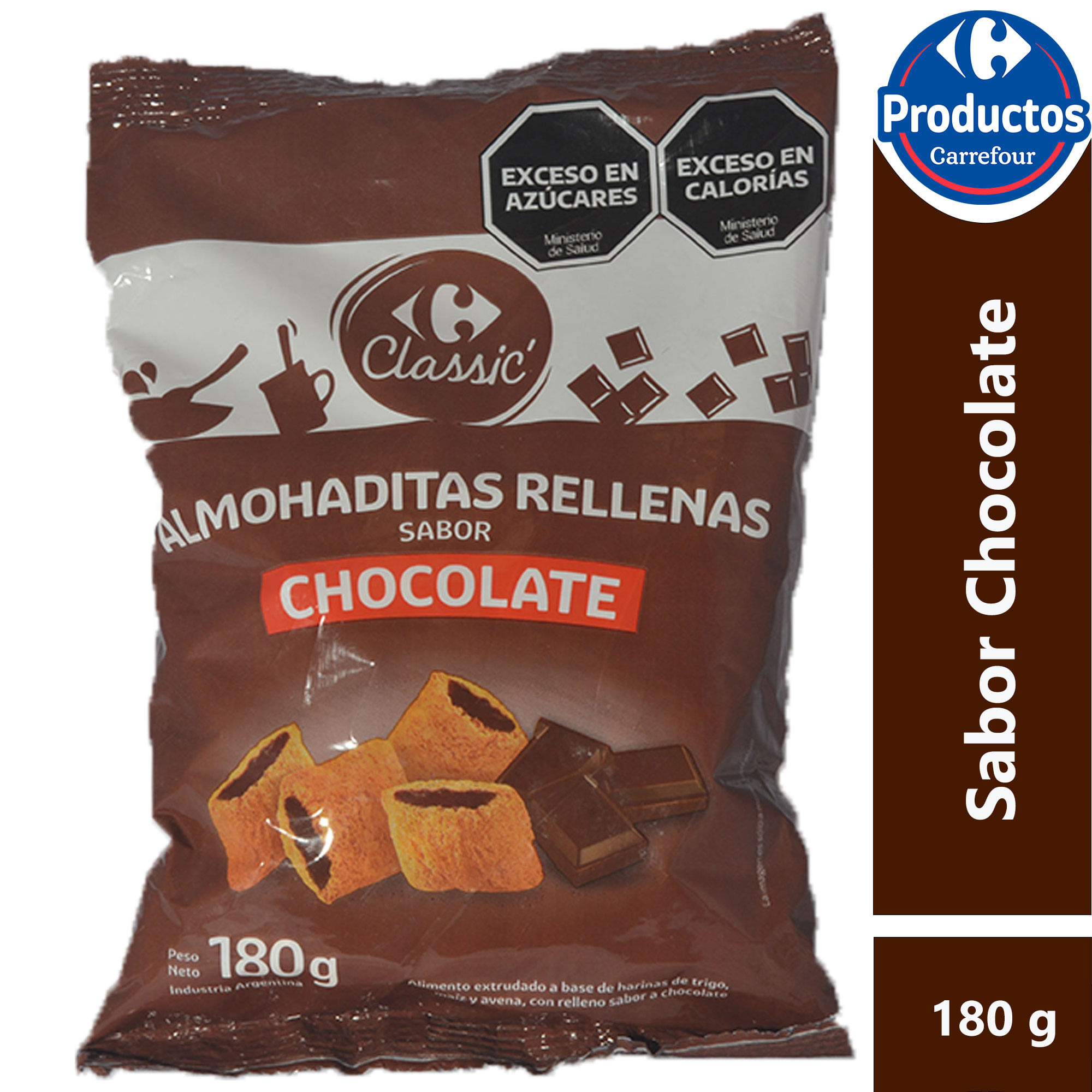 Almohaditas rellenas de chocolate Carrefour Classic 180 grs