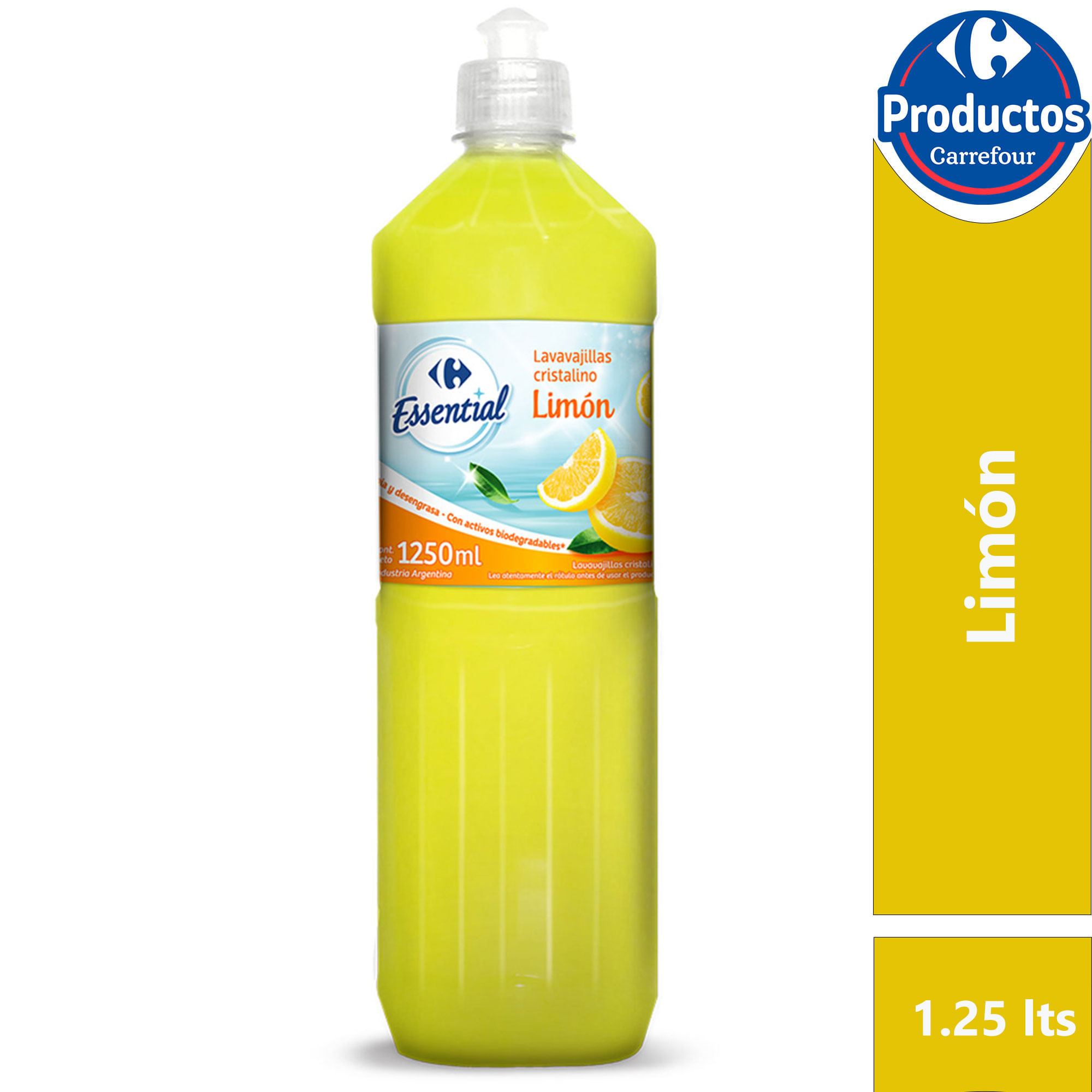 Lavavajilla cristalino Carrefour Essential limón 1.25 lts