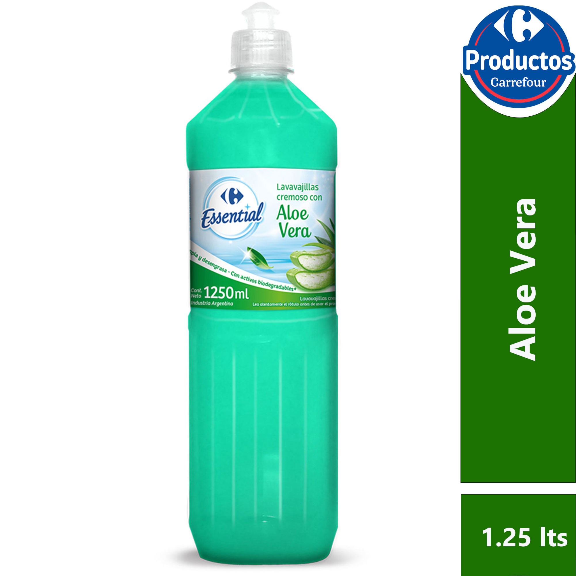 Lavavajilla cremoso Carrefour Essential aloe vera 1.25 lts