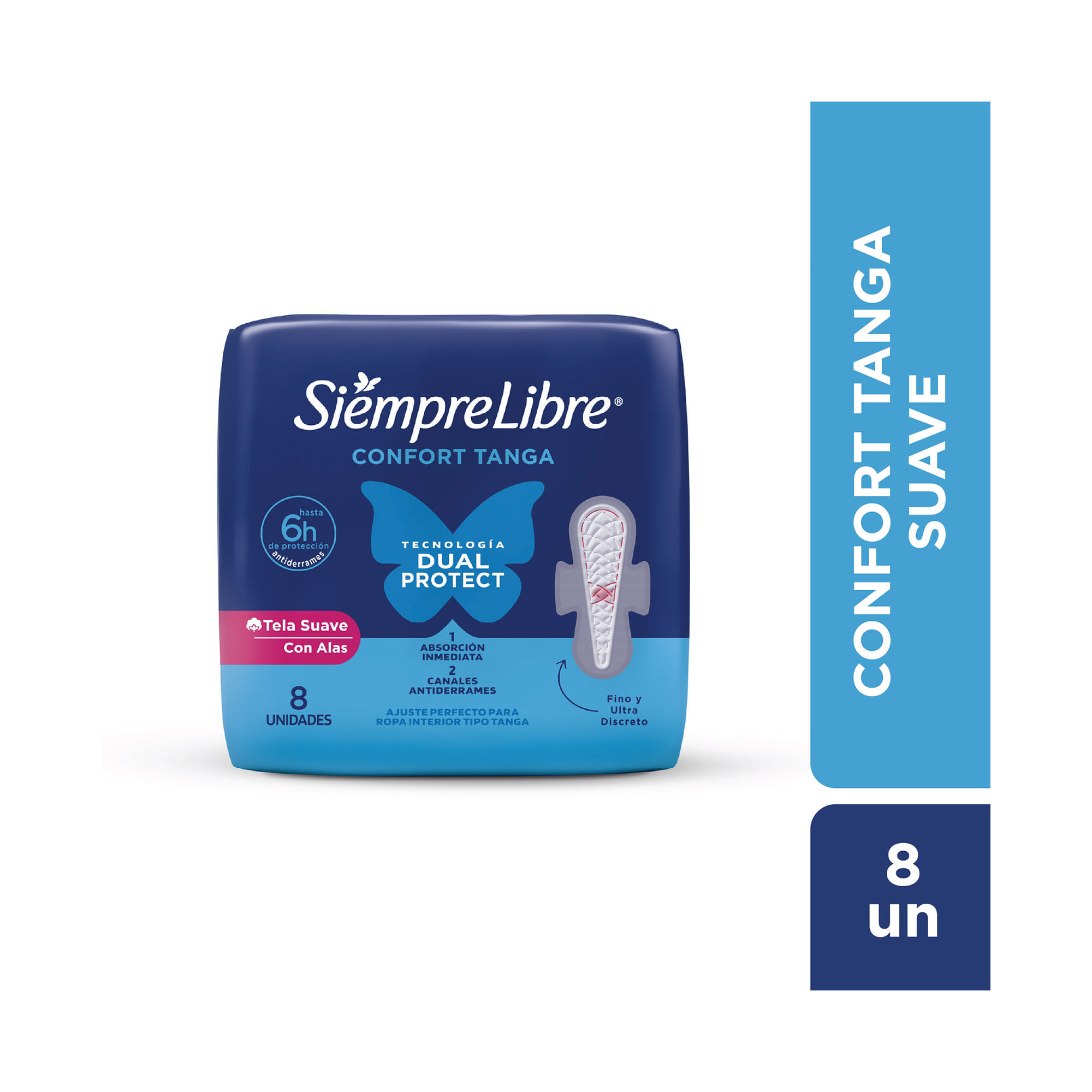 Toallas femeninas Siempre Libre tanga suave con alas 8 uni