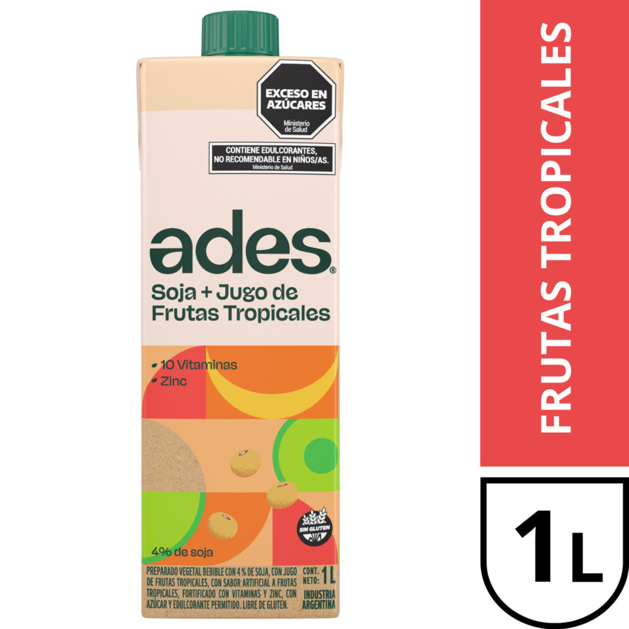 Ades soja + jugo de frutas tropicales 1 lt