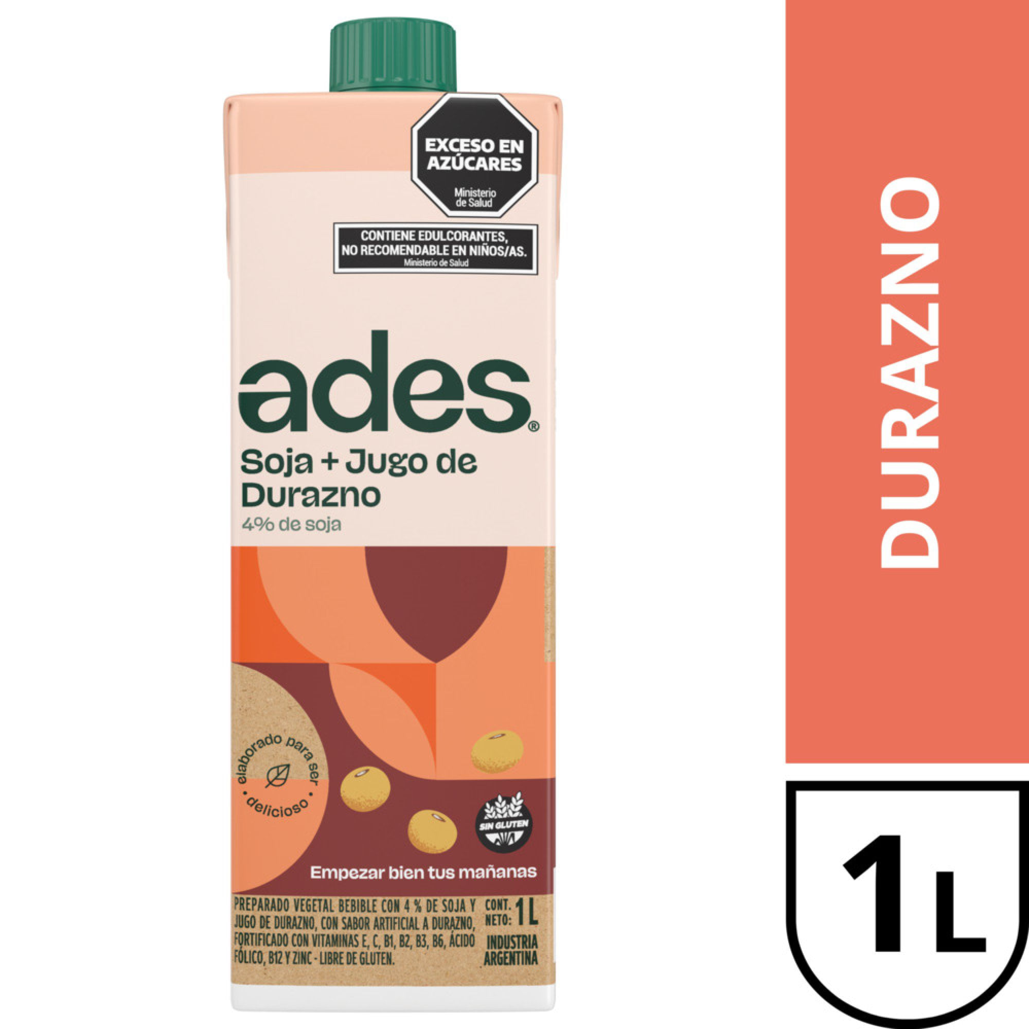 Ades soja + jugo de durazno 1 lt