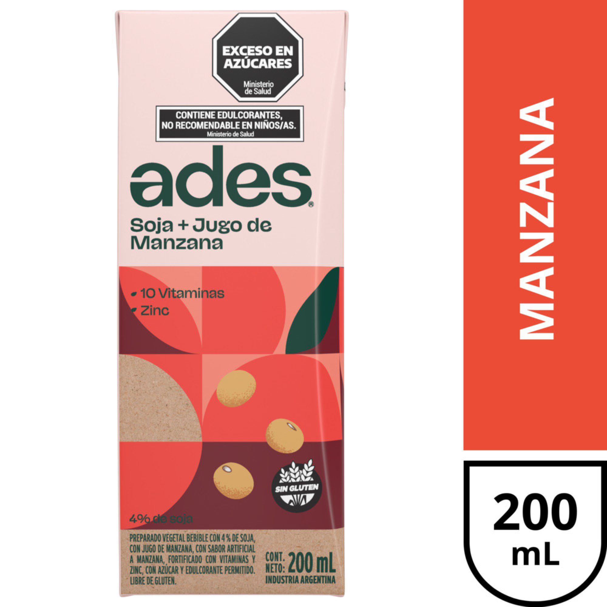 Ades Soja + Jugo De Manzana 200 Ml