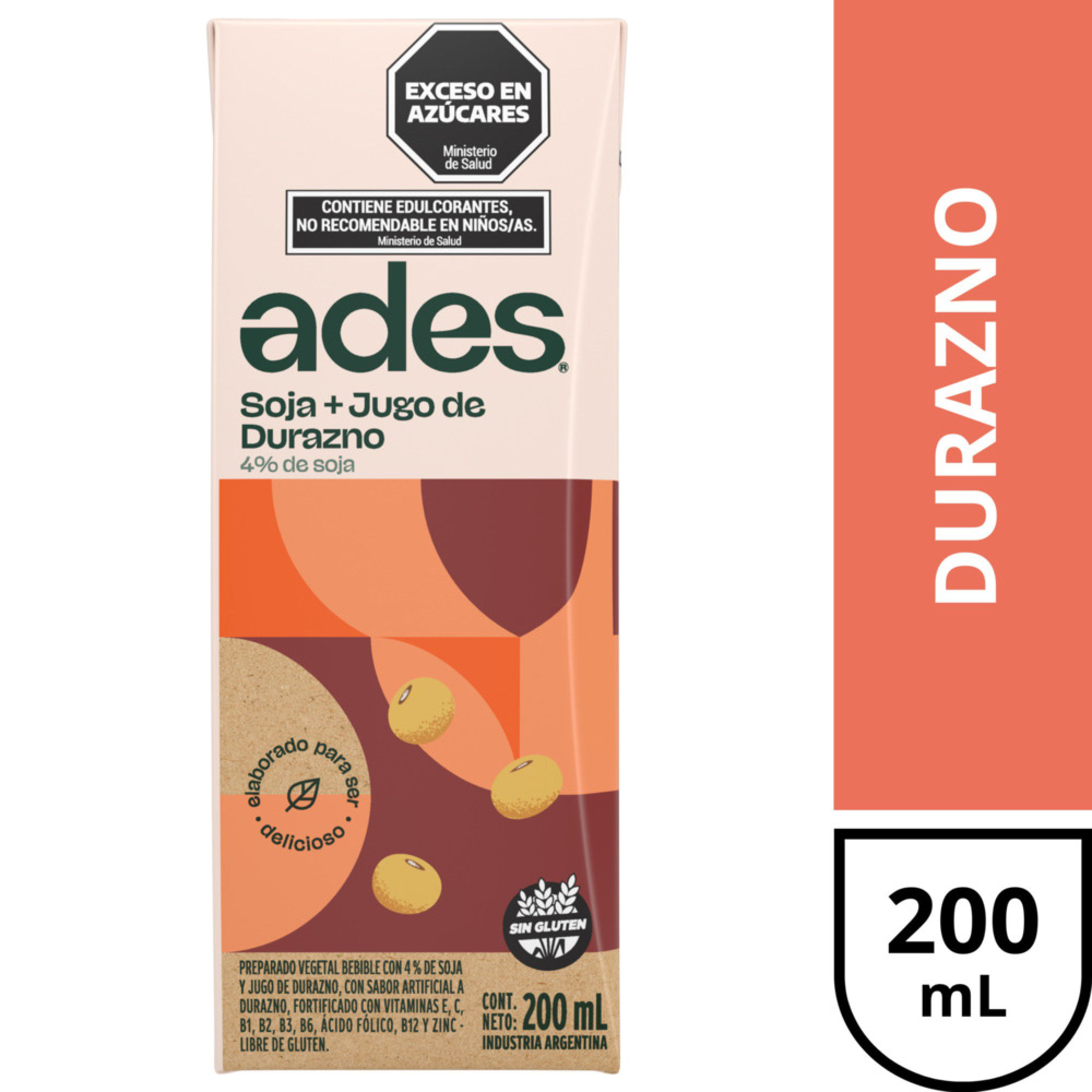 Ades Soja + Jugo De Durazno 200 Ml