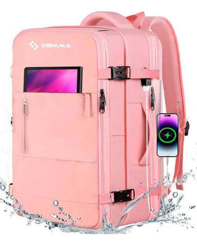 Mochila Impermeable De Viaje Carry On Cierres Reforzados Expandible Dehuka B09 Rosa Lisa 20 L