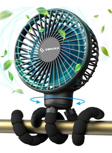 Ventilador Portátil Rotación 360 Grados Carga Usb Luz Led