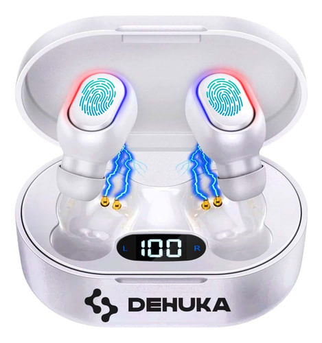 Auriculares Inalámbricos Bluetooth In-ear Led Dehuka Blanco