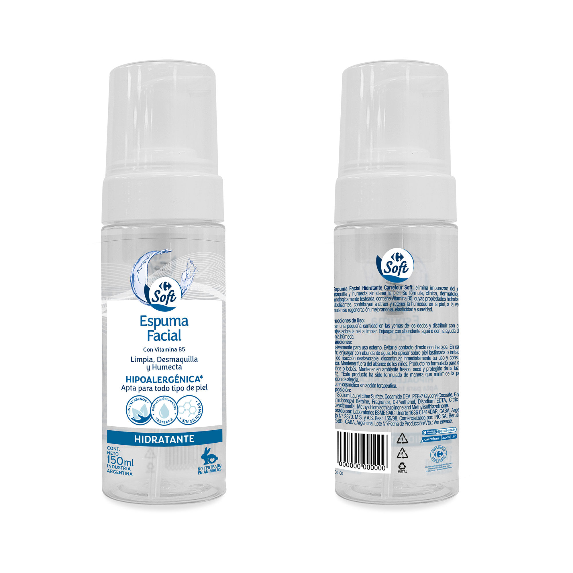 Espuma facial Carrefour Soft hidratante 150 ml