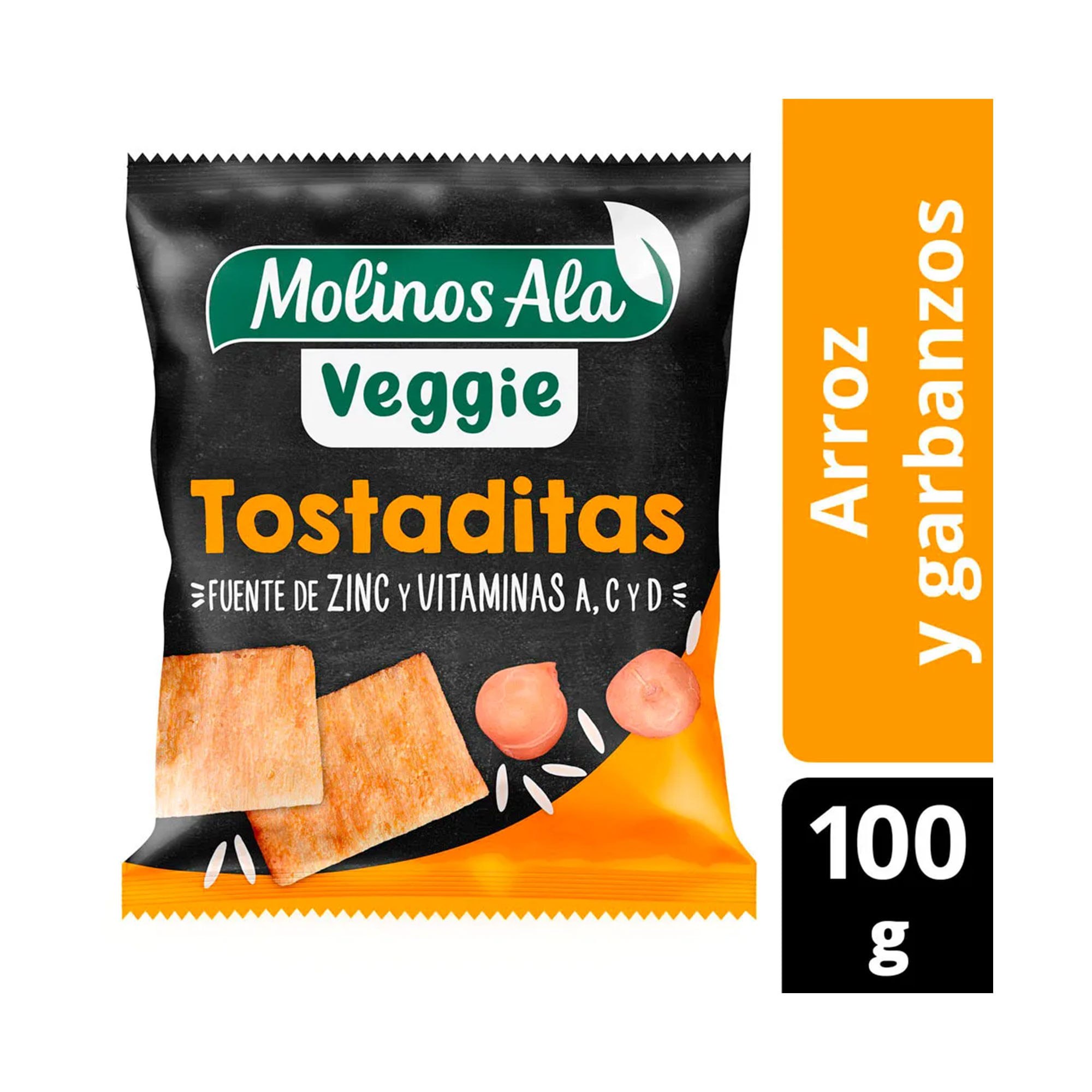 Tostadas veggie Molinos Ala arroz garbanzos y maíz 100 grs