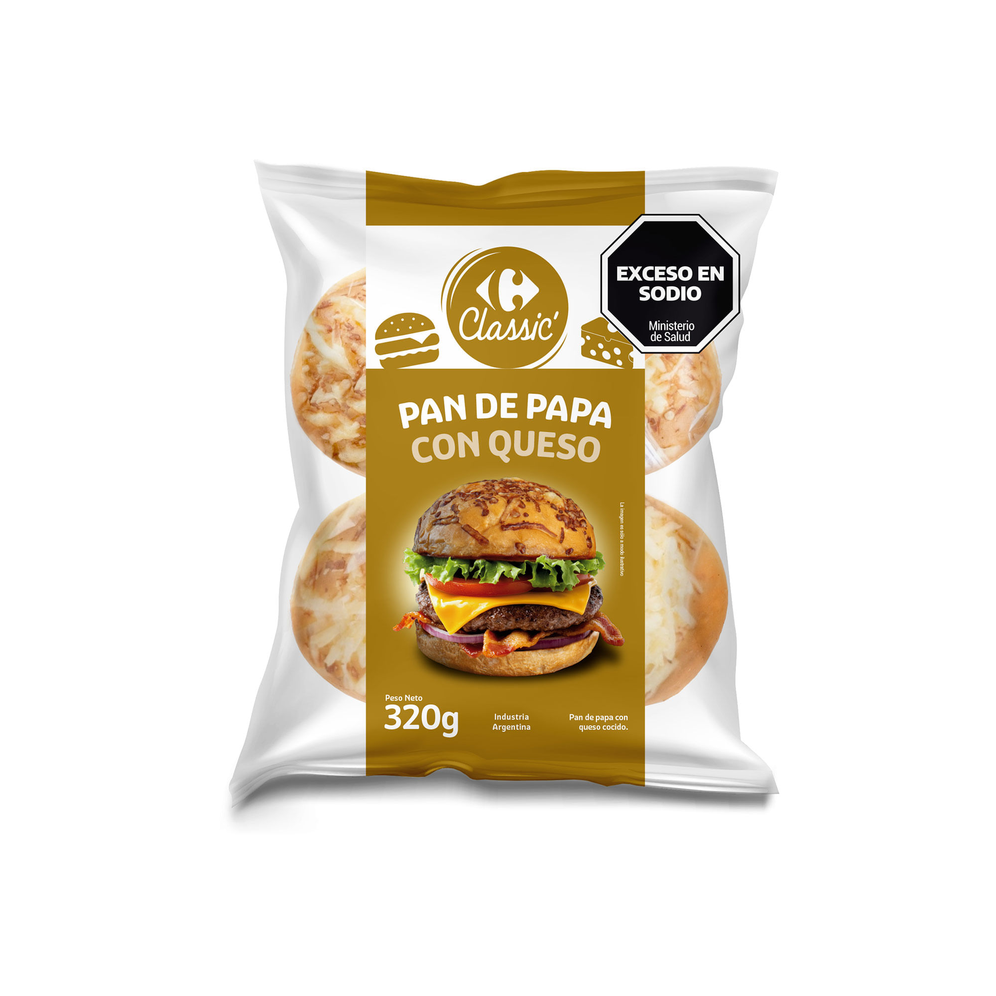 Pan de hamburguesa de papa con queso Carrefour Classic 320 grs
