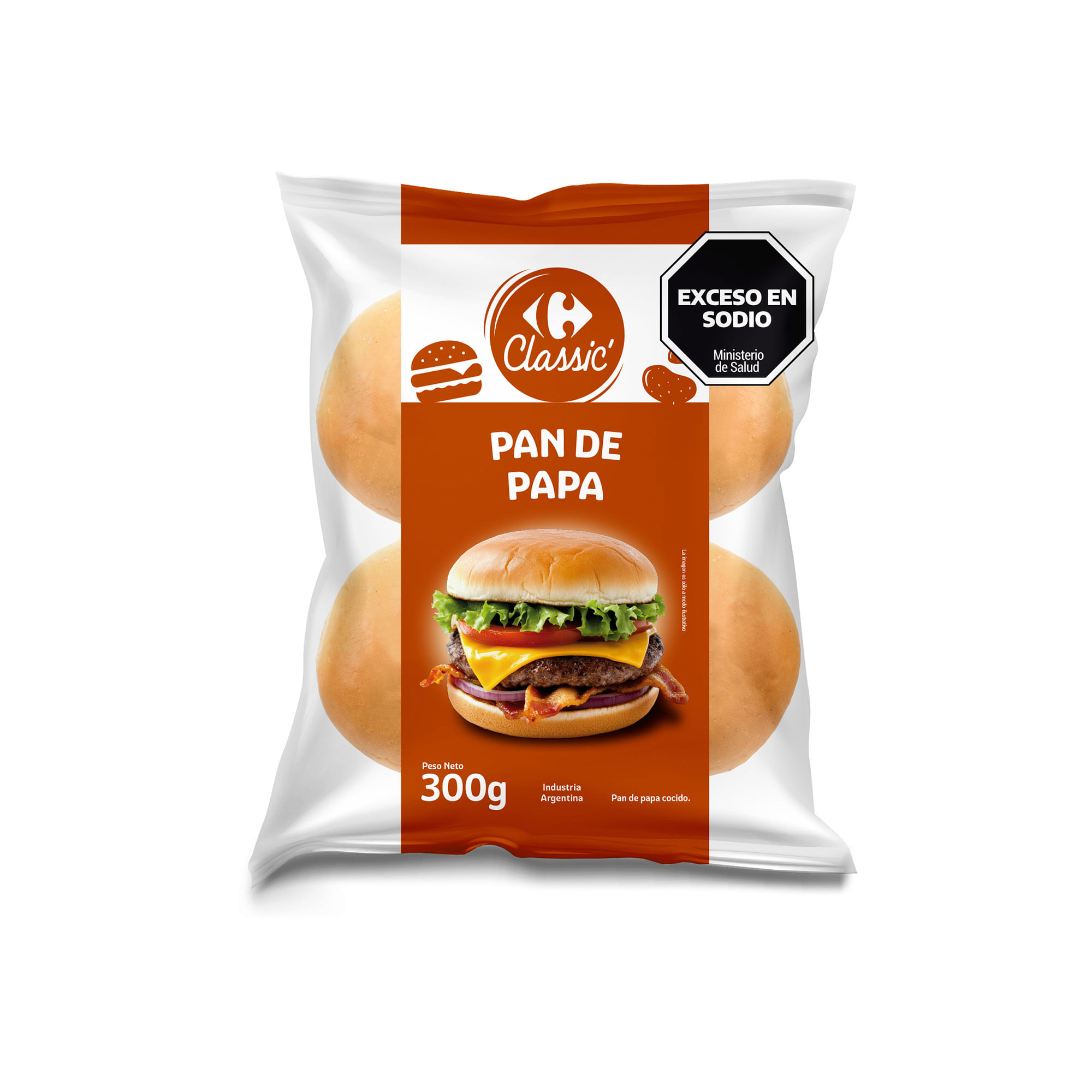 Pan de hamburguesa de papa Carrefour Classic 300 grs