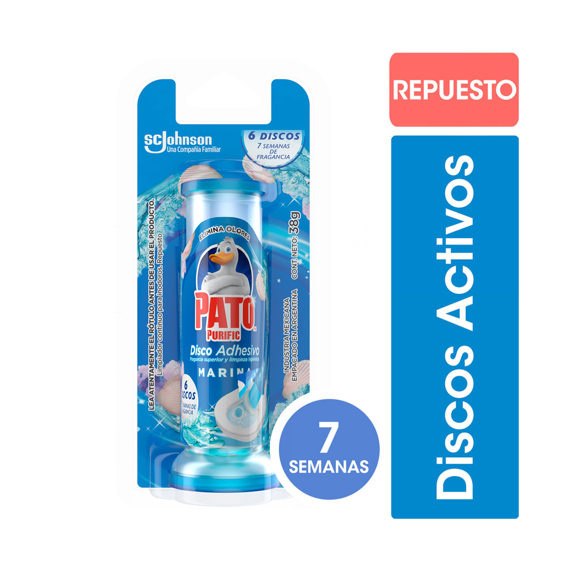 Limpiador Inodoro Pato Discos Activos Marina 36 Ml