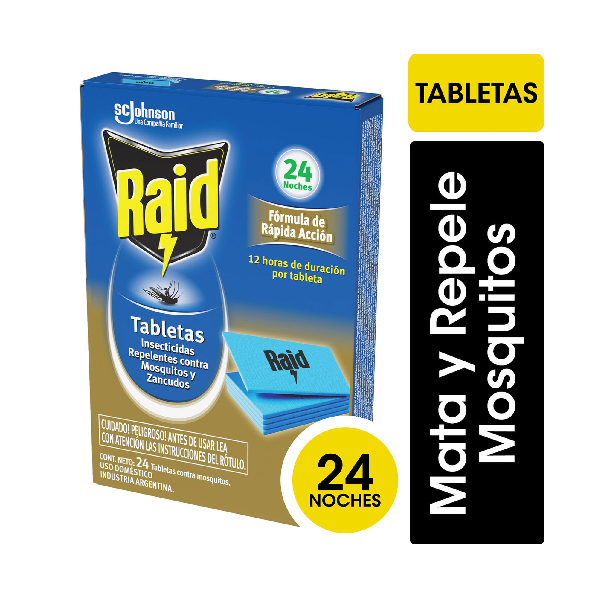 Tabletas Insecticidas Raid Moscas y Mosquitos 24 uni