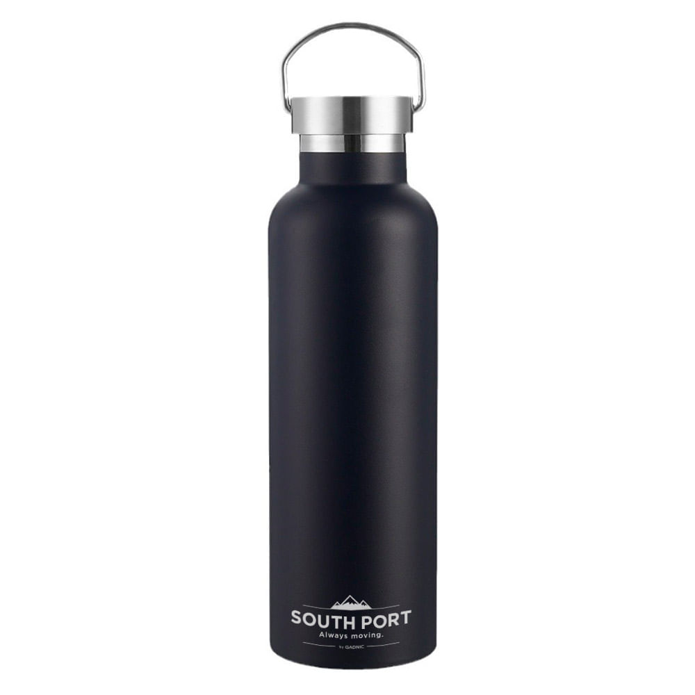 Botella Negra South Port Térmica Deportiva 750ml Acero Inoxidable
