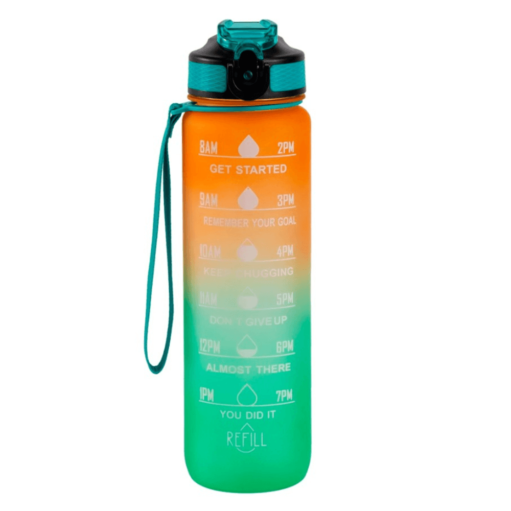 Botella Deportiva Motivacional Naranja Gadnic 1L con Pico Sorbete