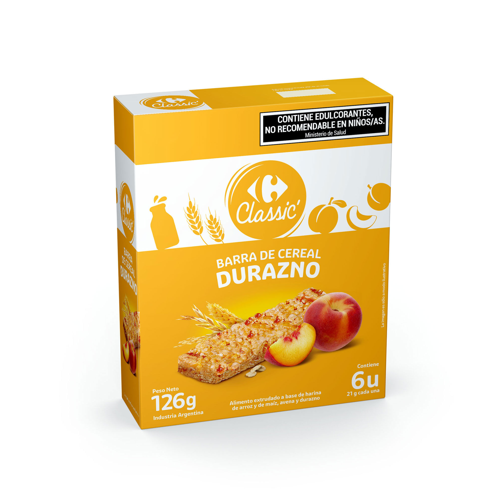 Barrita de cereal Carrefour Classic durazno 6 uni