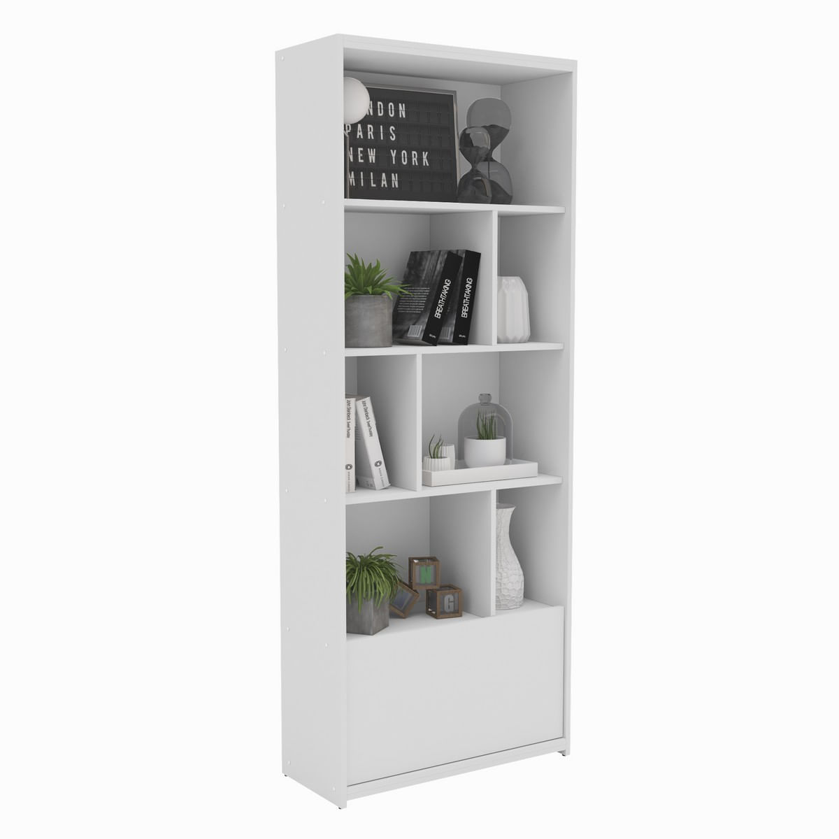Estanteria Biblioteca Exhibidor 1 Puerta Blanca MDF Mix Match