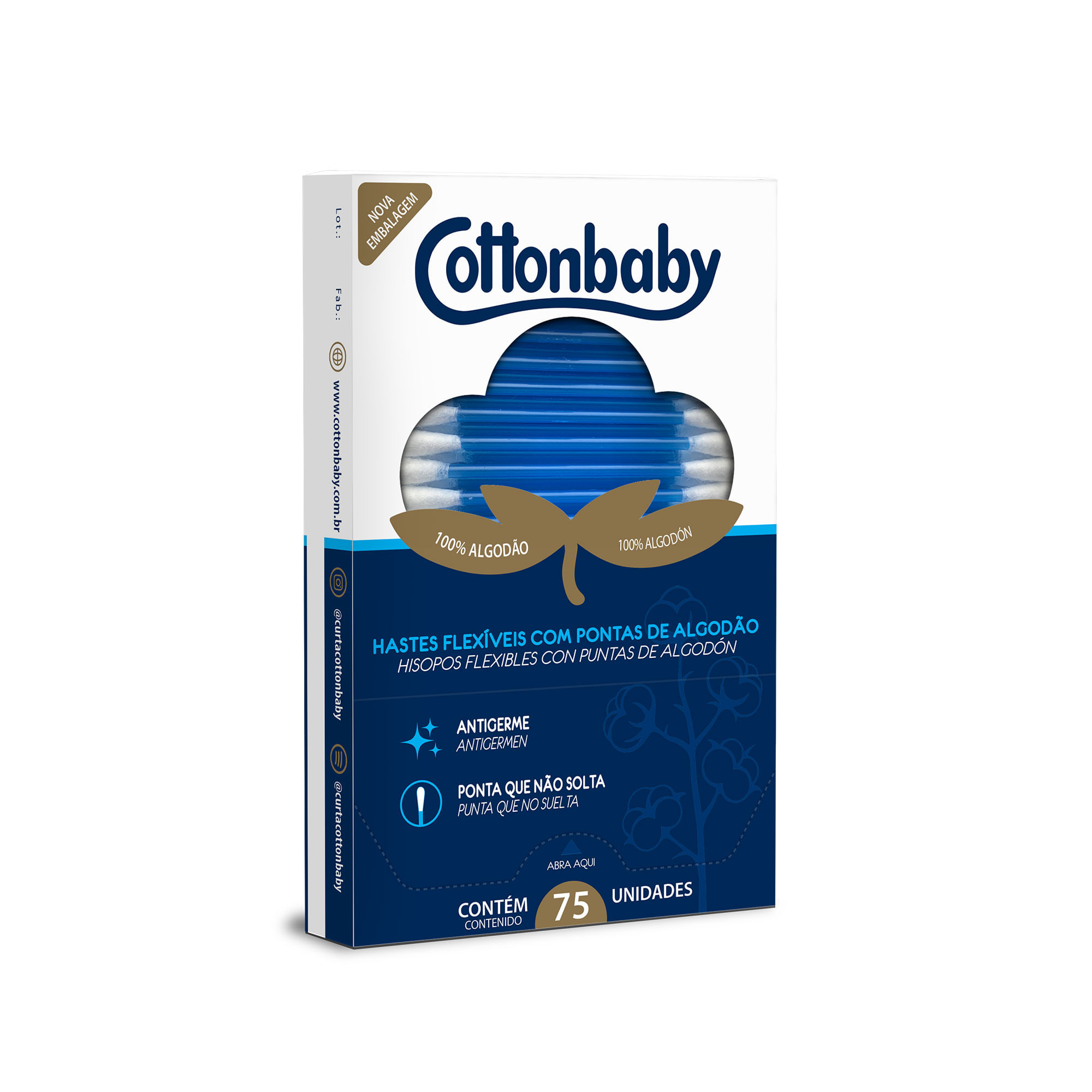Hisopos de algodón Cottonbaby estuche 75 uni
