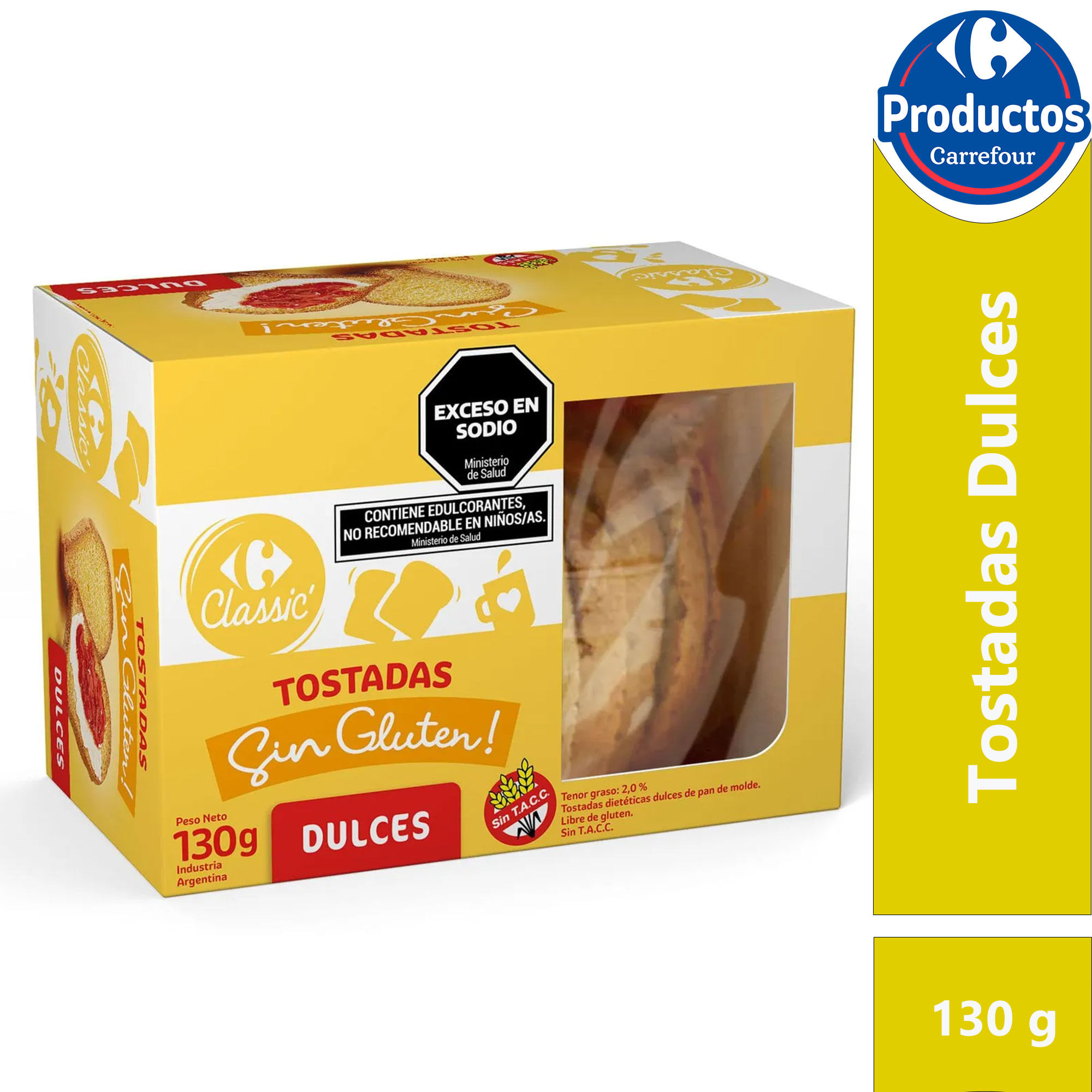 Tostadas dulces sin tacc Carrefour Classic 130 grs