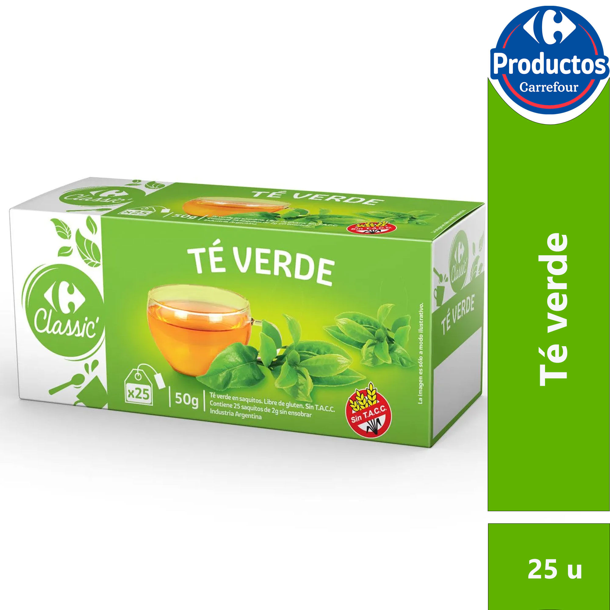 Té verde en saquitos Carrefour Classic sin TACC 25 uni