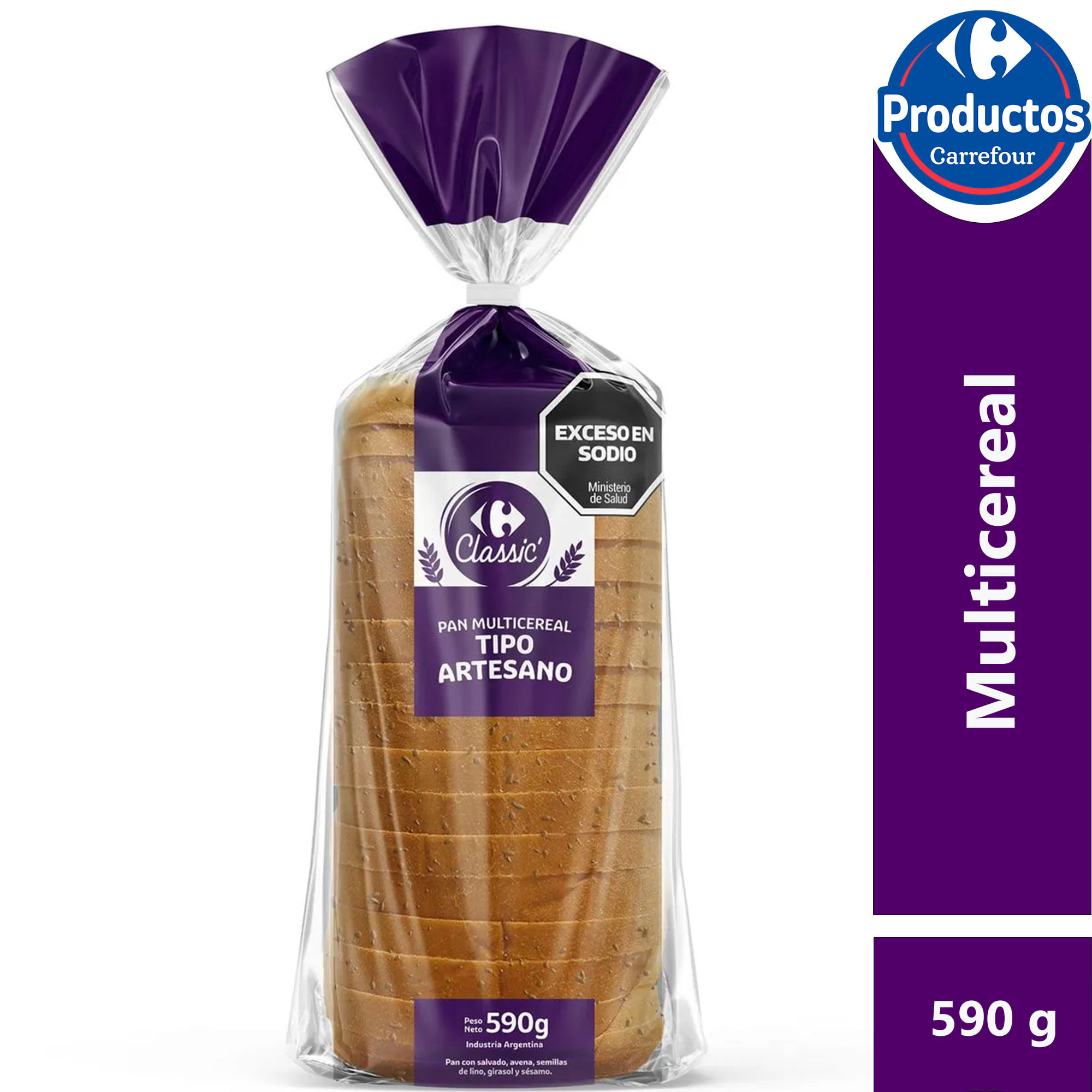 Pan multicereal tipo artesano Carrefour Classic 590 grs