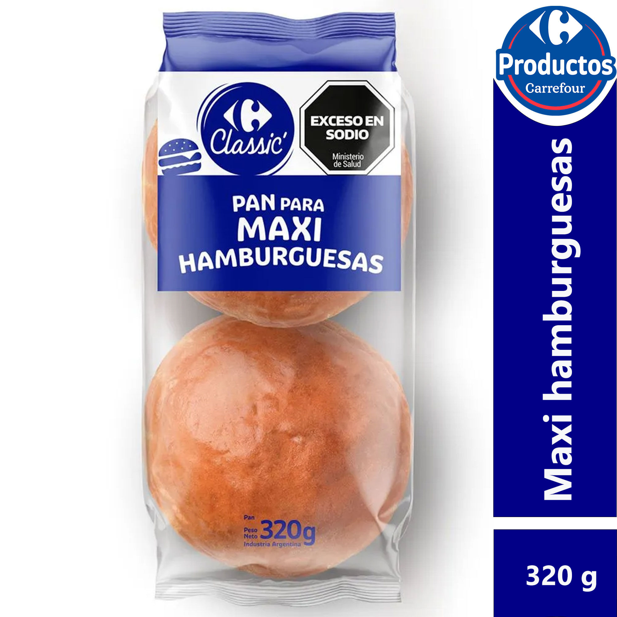 Pan para maxi hamburguesas Carrefour Classic 320 grs
