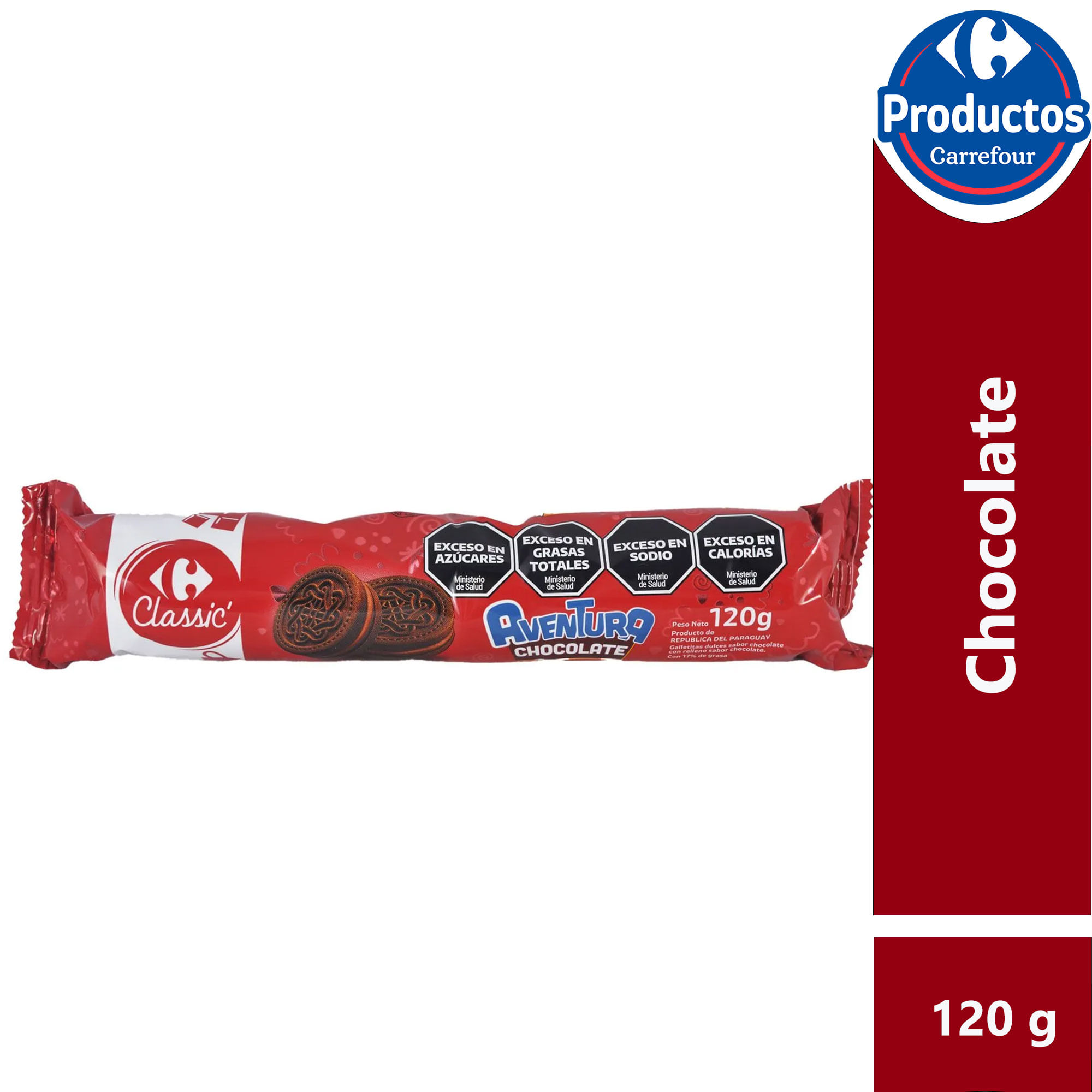 Galletitas de chocolate Carrefour Classic rellenas de chocolate 120 grs