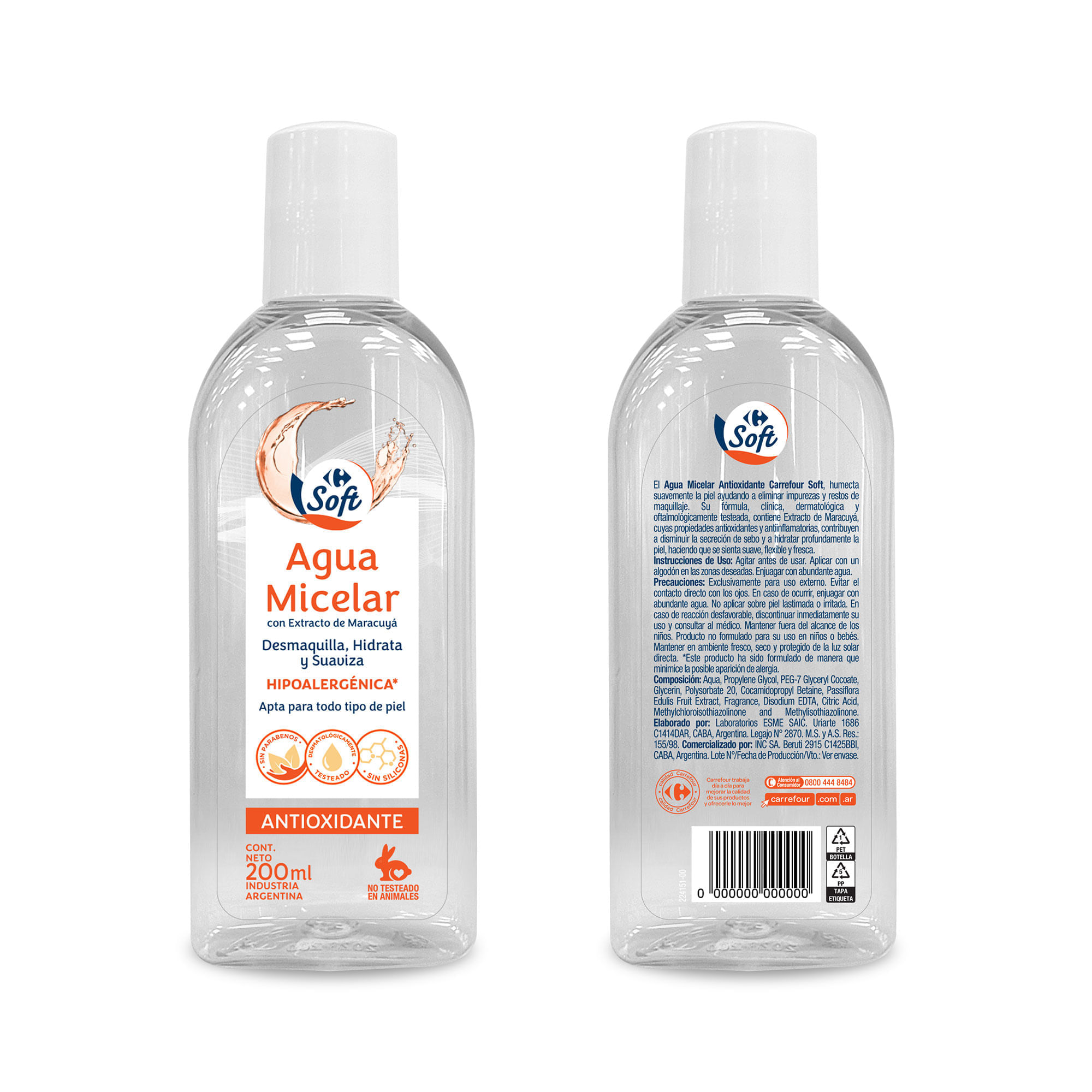 Agua micelar Carrefour Soft antioxidante 200 ml