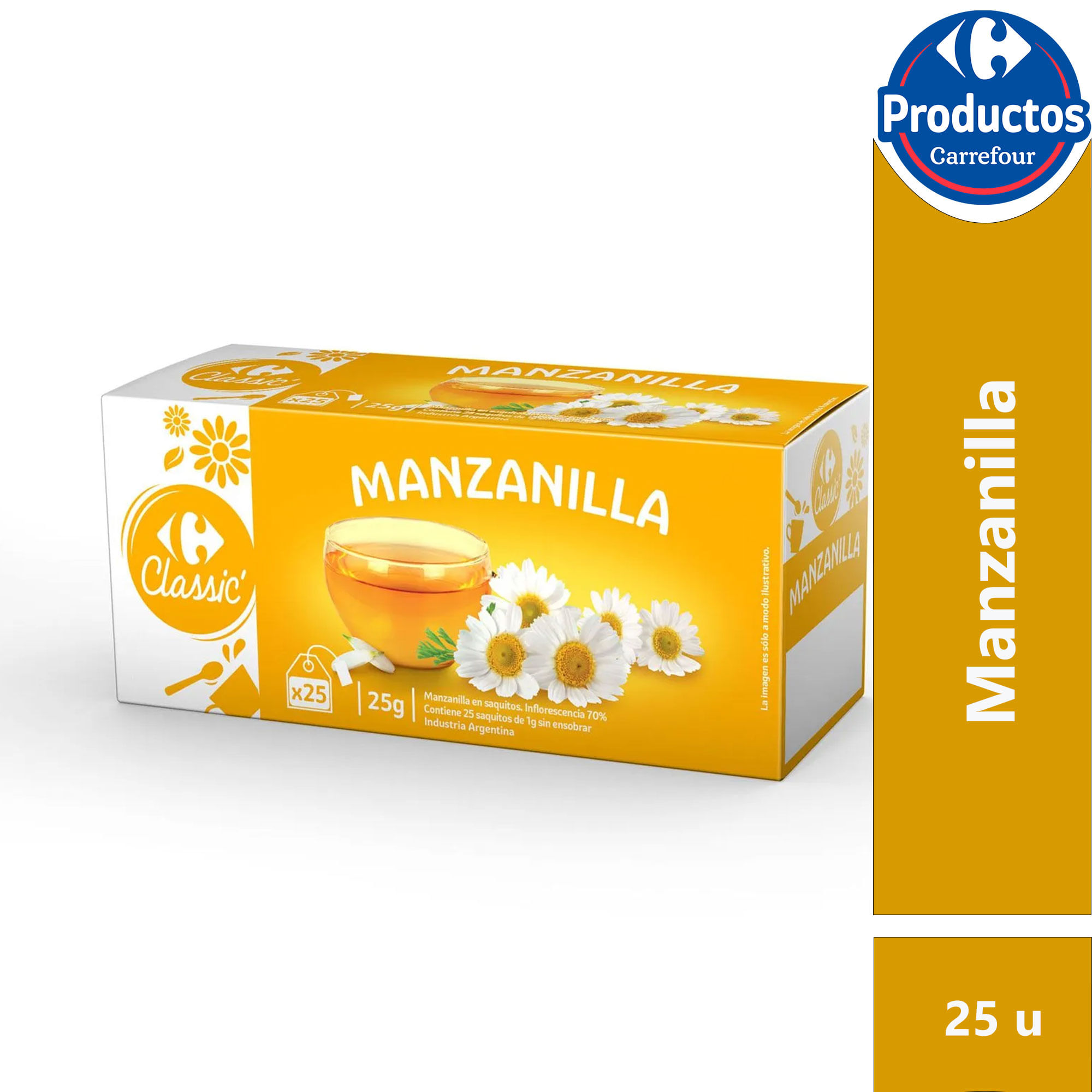 Té de manzanilla en saquitos Carrefour Classic 25 uni