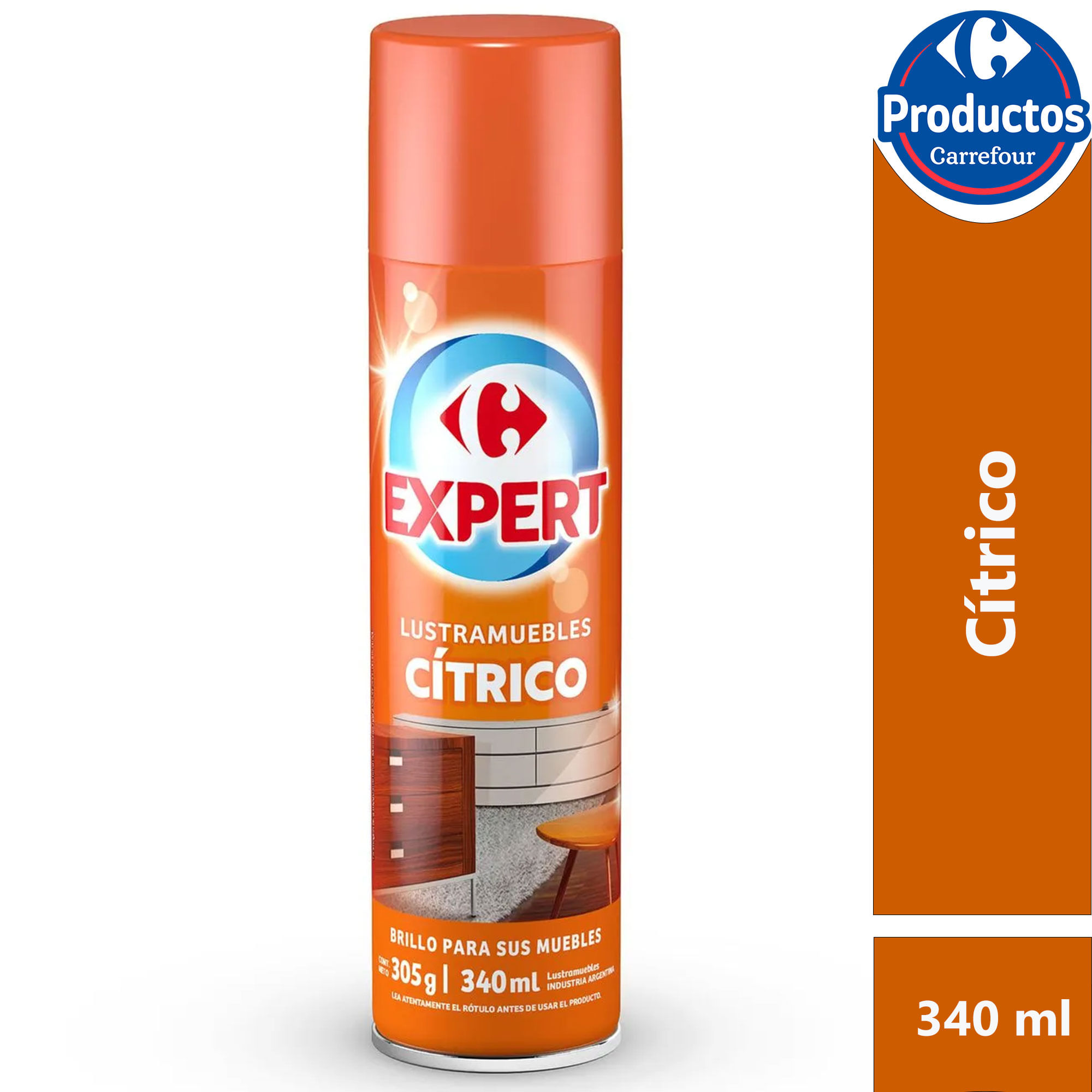 Lustramuebles en aerosol Carrefour Expert cítrico 340 ml
