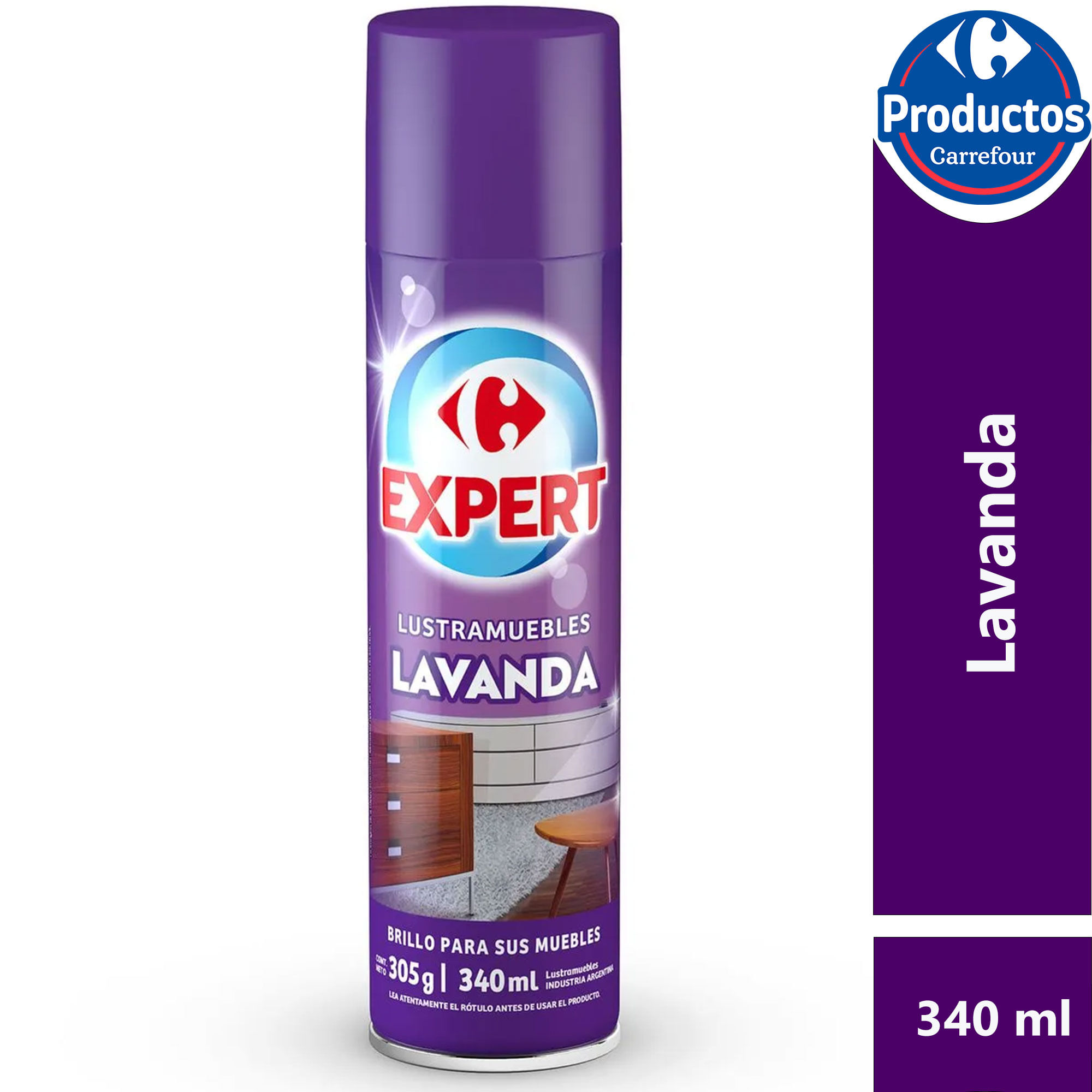 Lustramuebles en aerosol Carrefour Expert lavanda 340 ml