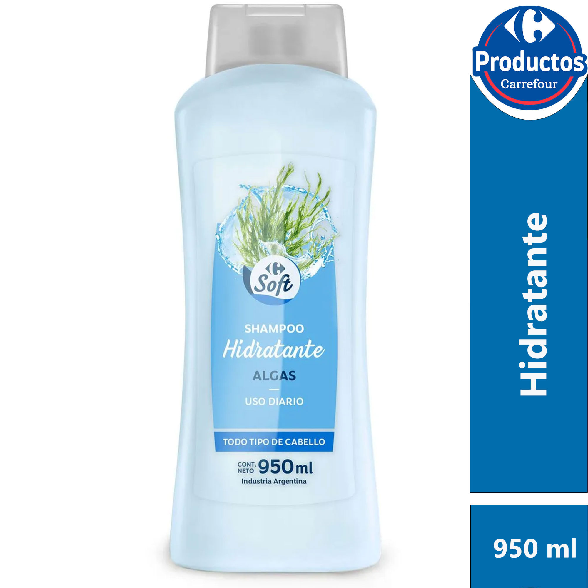 Shampoo Carrefour Soft algas hidratante 950 ml