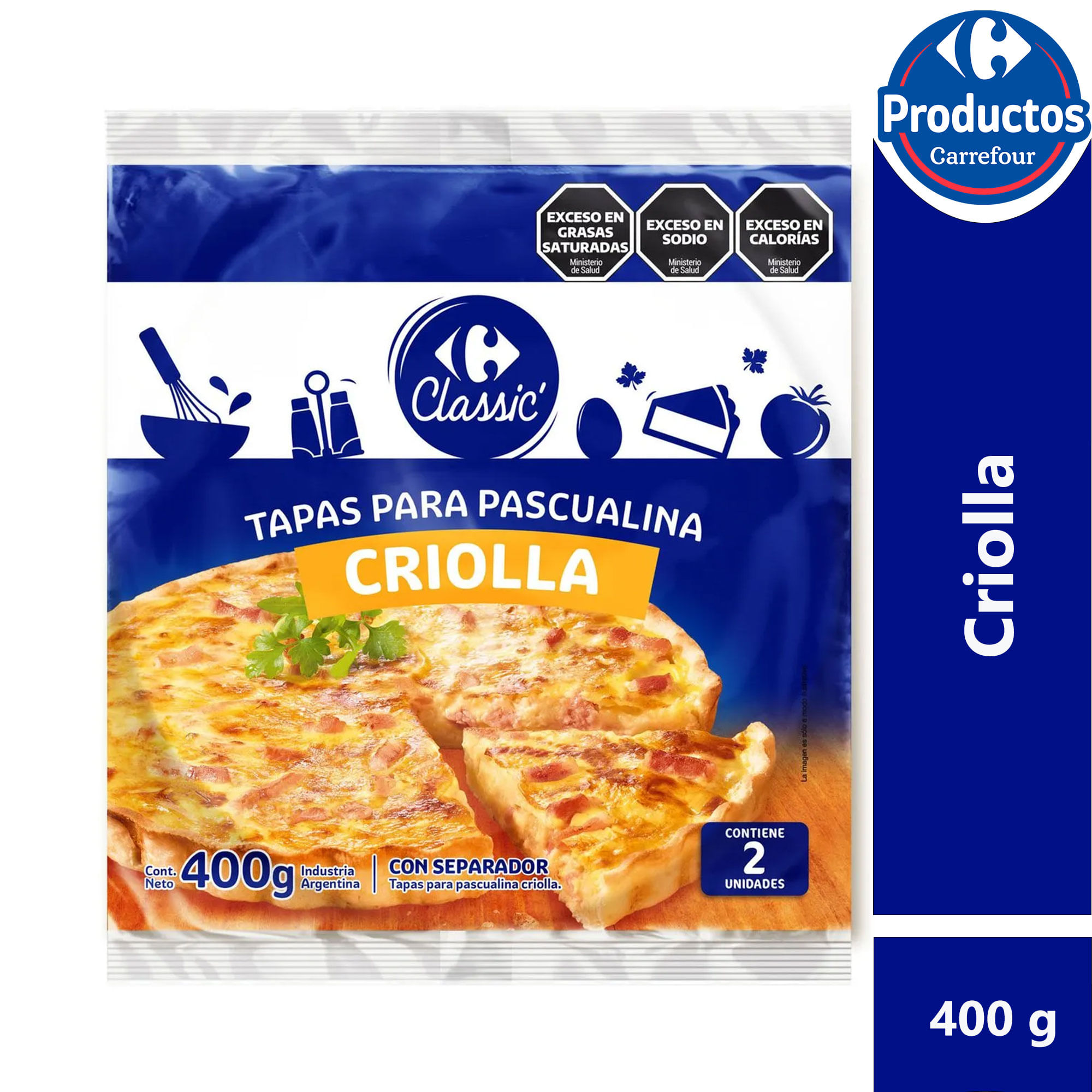Tapas para pascualinas Carrefour Classic criolla 2 uni