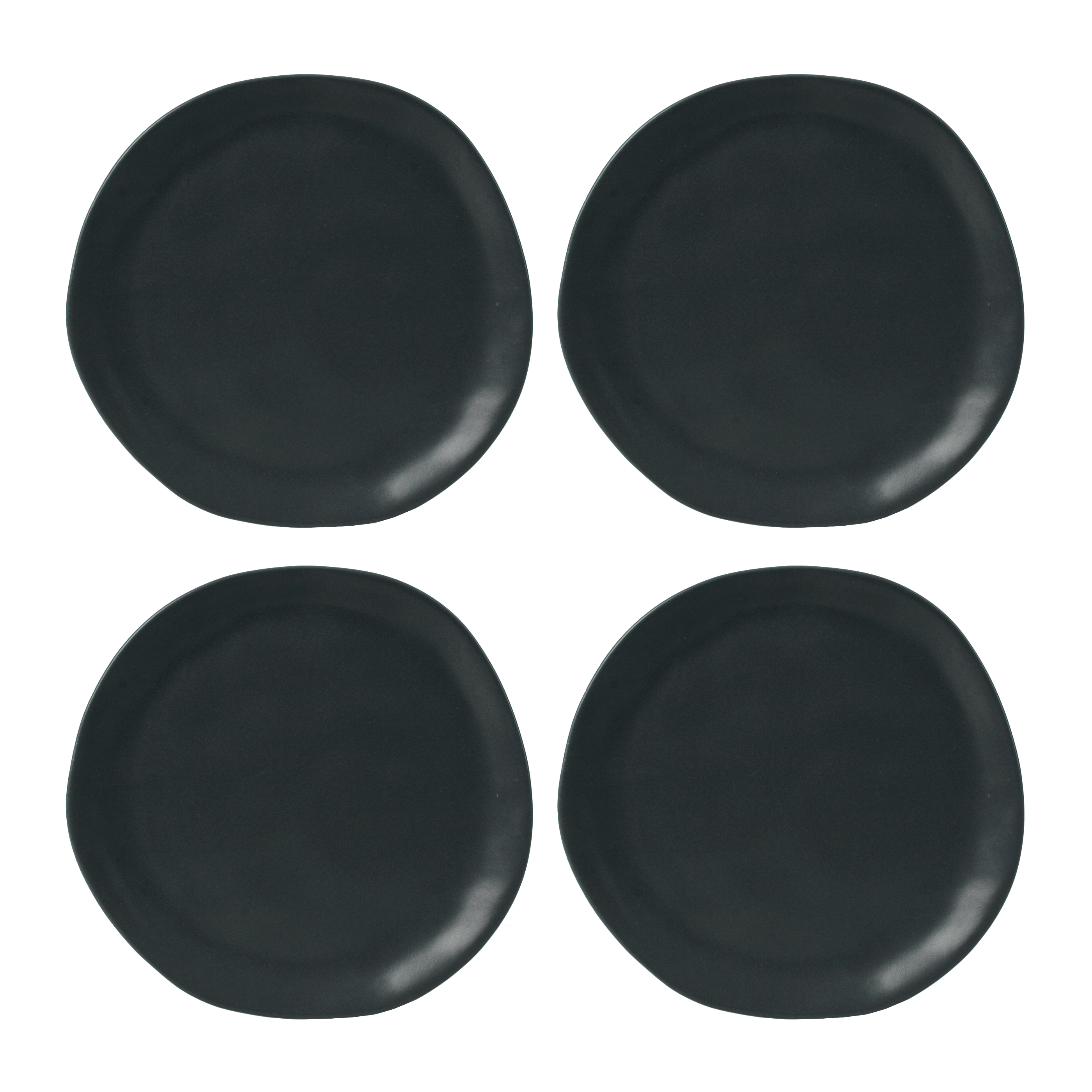 Set x 4 Platos Playo 25 cm Cerámica Irregular Organic Mate Gris