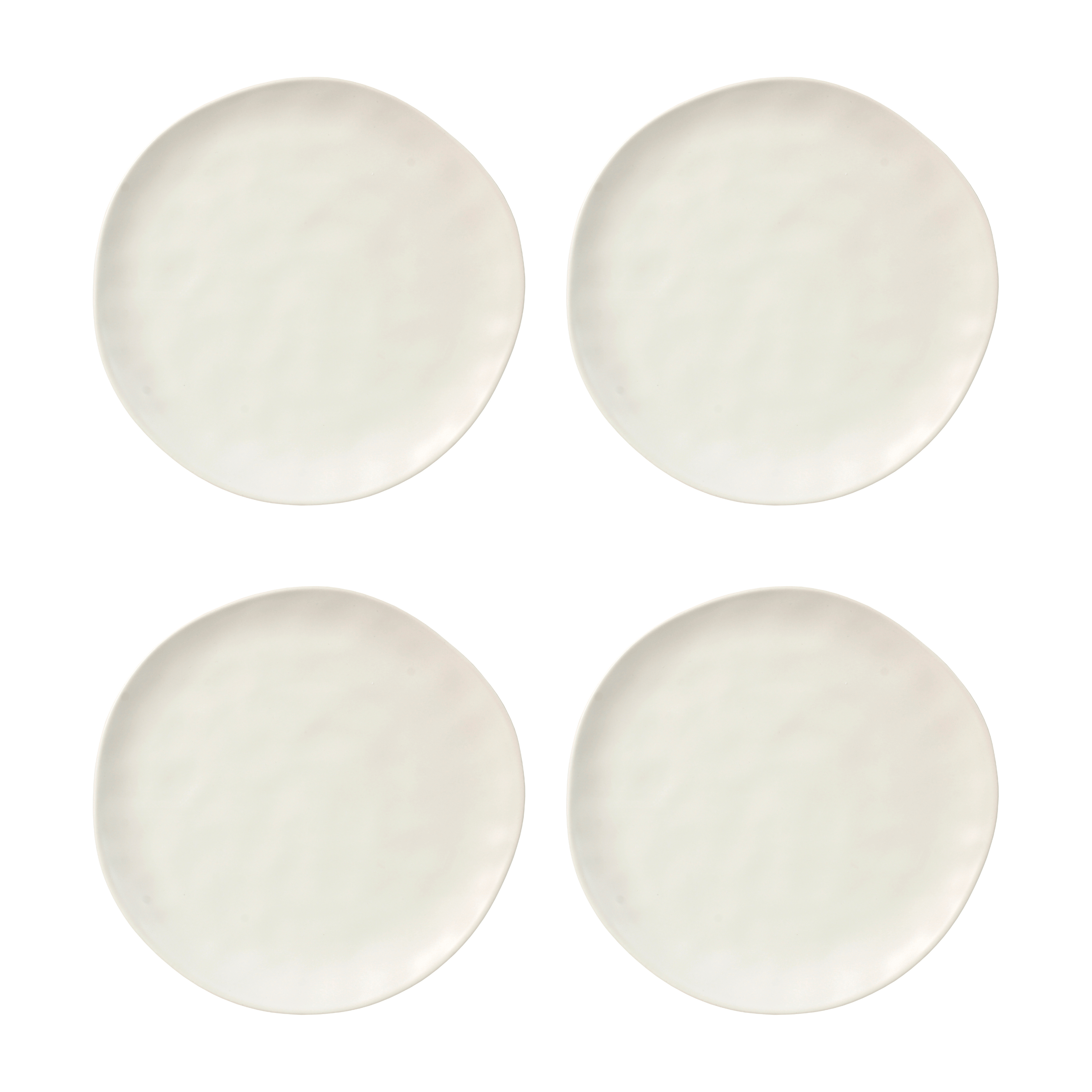 Set x 4 Platos Playo 25 cm Cerámica Irregular Organic Mate Crema