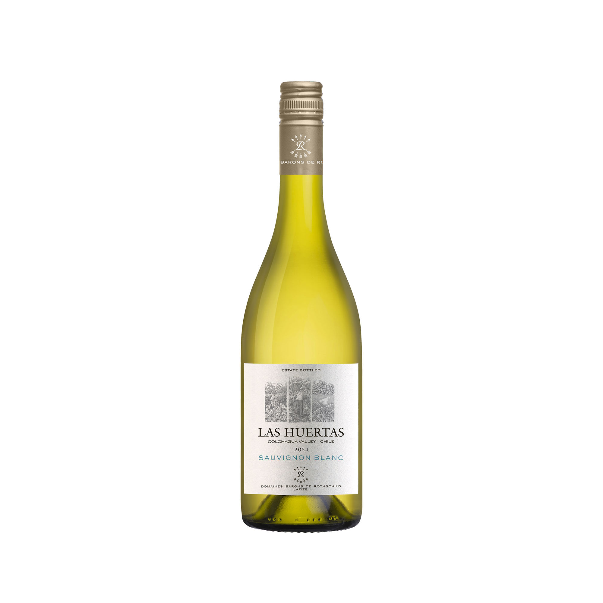 Vino blanco Sauvignon Blanc Las Huertas en botella 750 ml