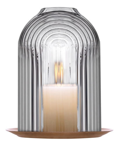 Portavela Fanal Campana Cristal Velas Nude 28 Cms Grande X 1