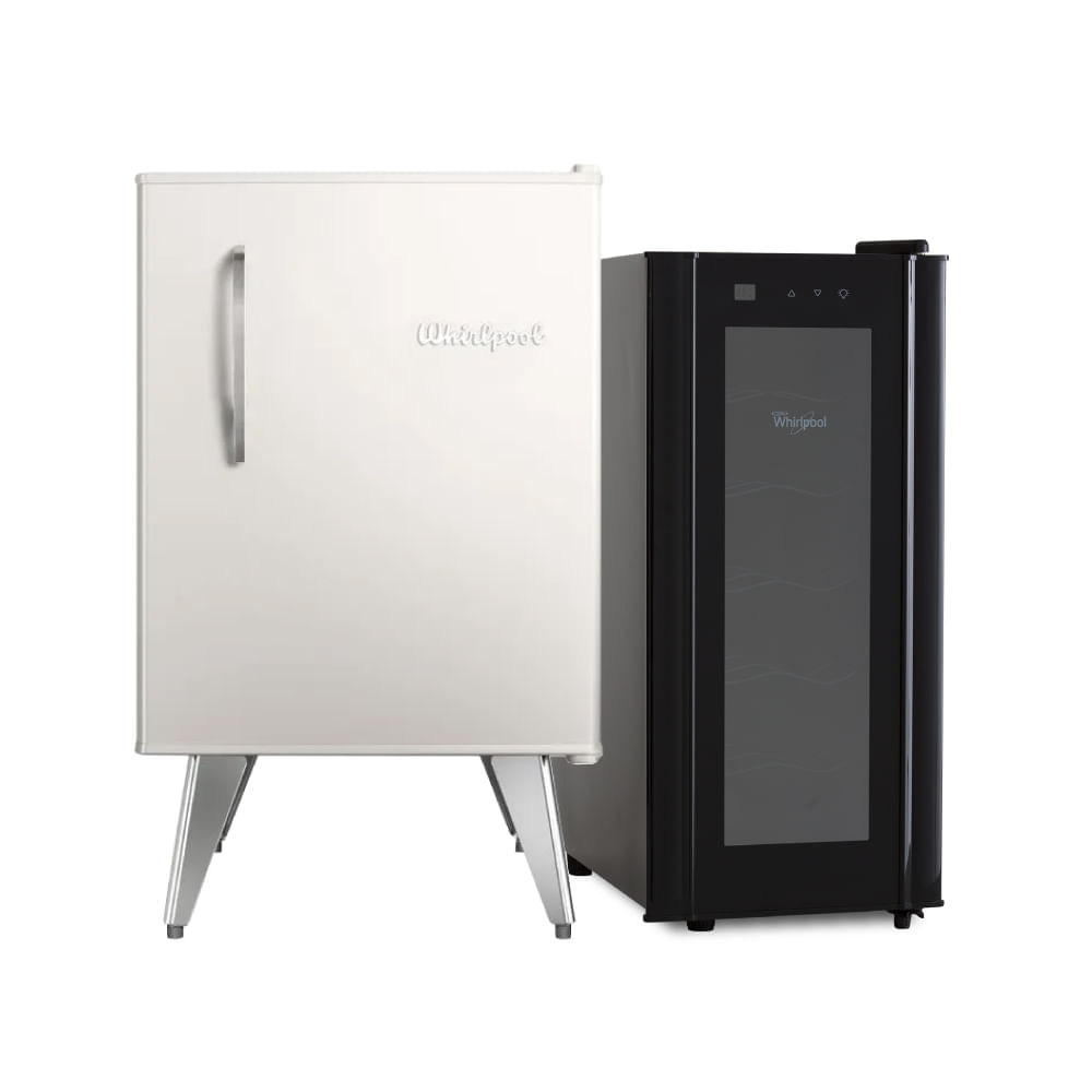 Cava de Vinos Whirlpool para 12 Botellas y Heladera Compacta 76 Lts