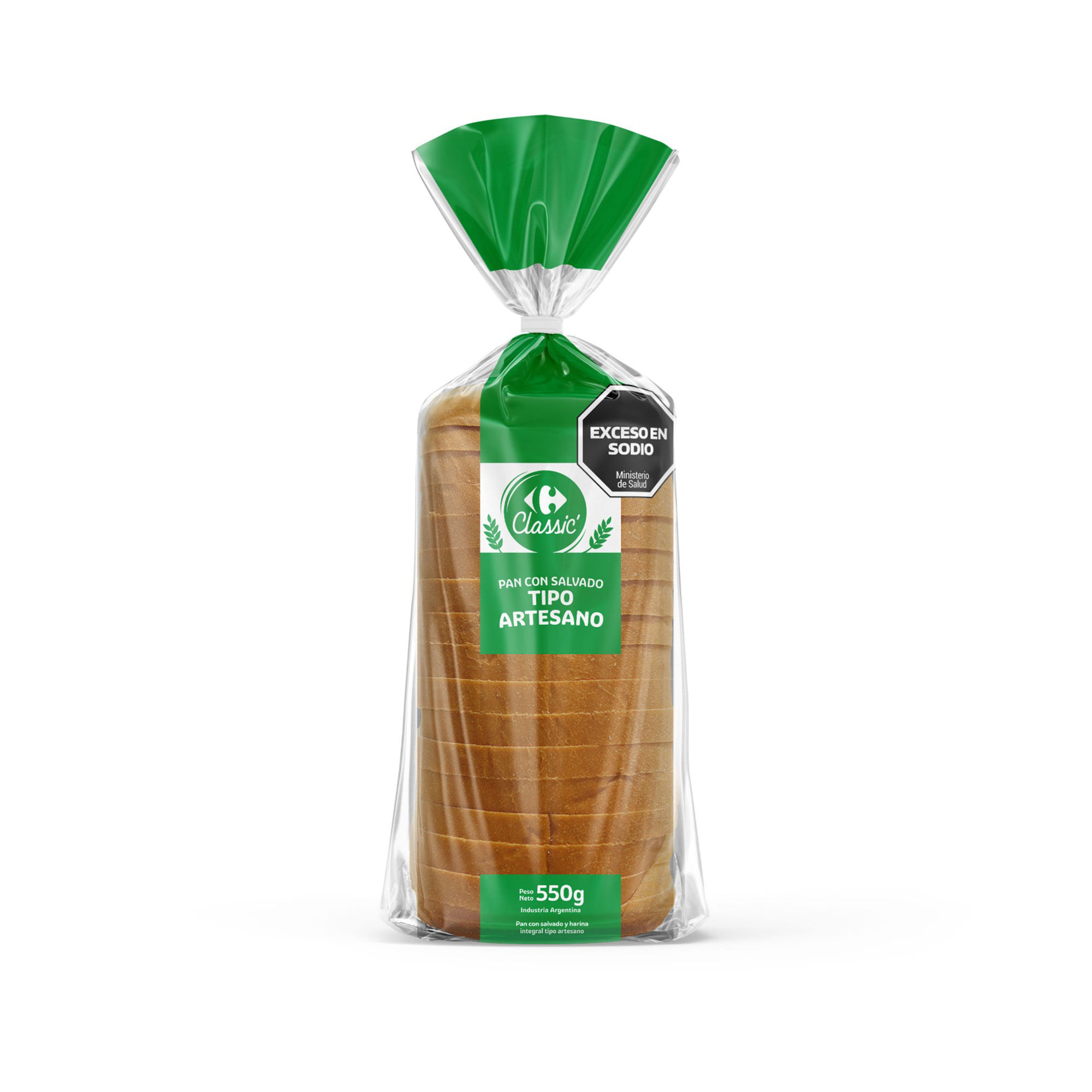Pan con salvado tipo artesano Carrefour Classic 550 grs