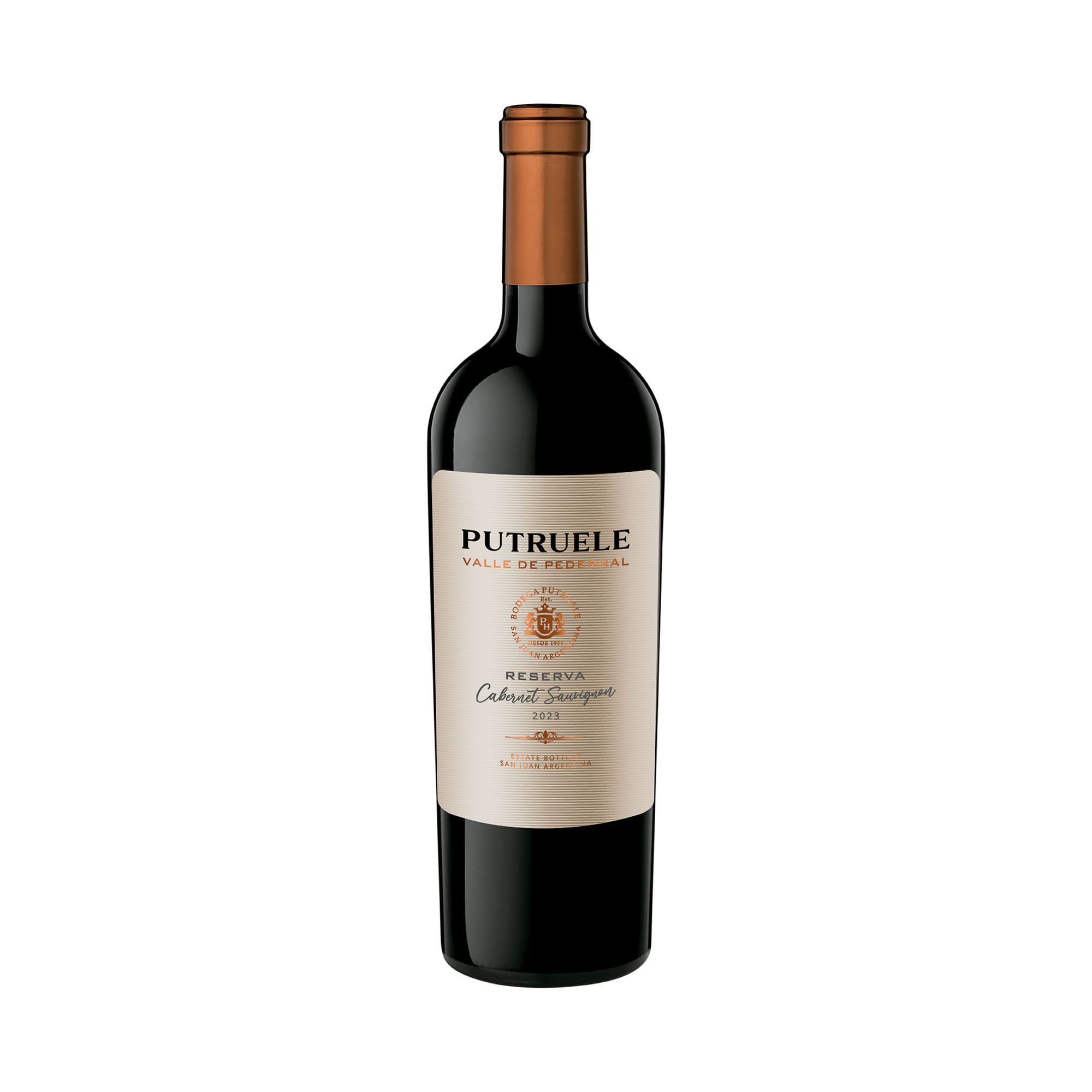 Vino tinto Cabernet Sauvignon Reserva Putruele en botella 750 ml