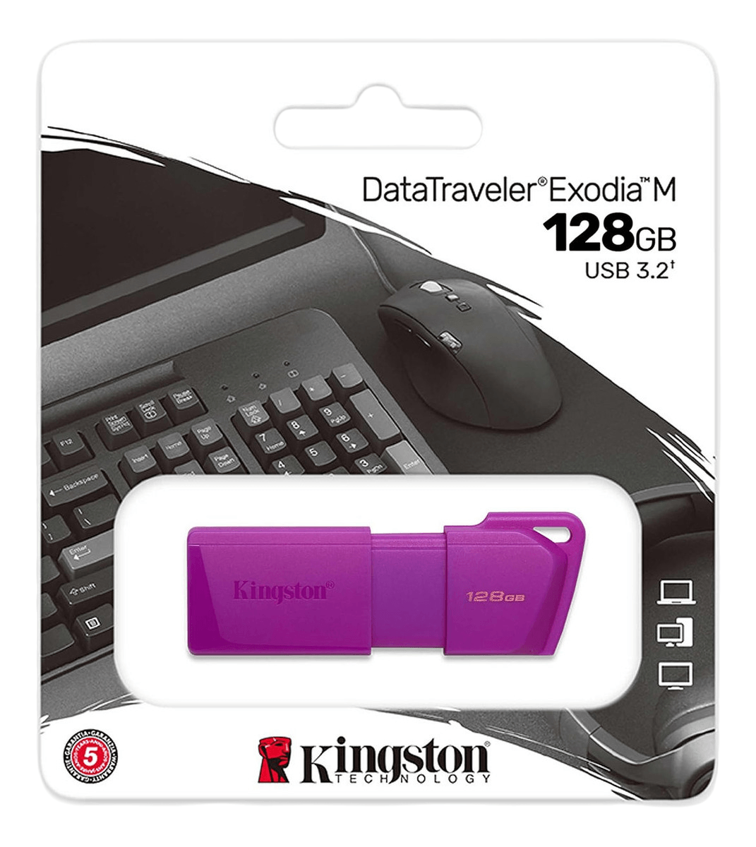 Pendrive Usb Kingston Datatraveler Exodia M 128gb Usb 3.2 Neon Purple (Kc-U2l128-7lp)