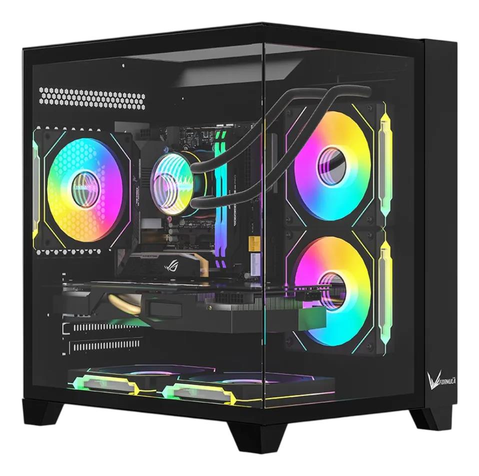 Gabinete Gamer Formula V Line Crystal Z9 Floe Black (Atx + 7 Fans Argb)