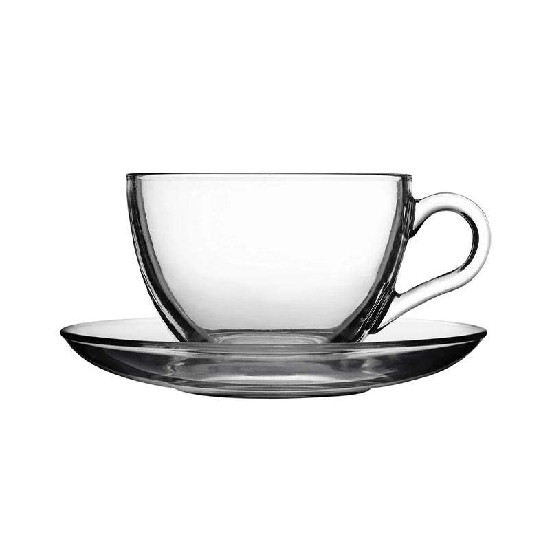 Set X 6 Tazas Vaso Con Plato Cafe Espresso Vidrio Pasabahce