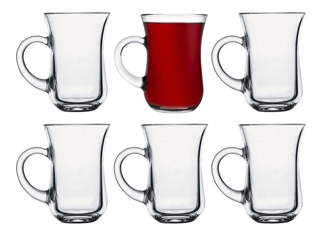 Jarros Tazas Vidrio Con Manija Set X 6 Pasabahce