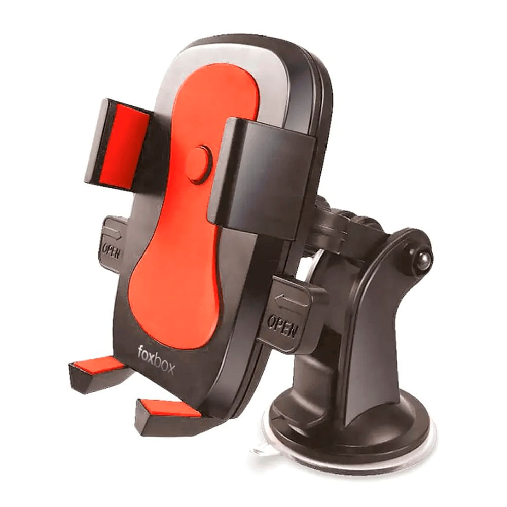 Soporte celular p/ auto FoxBox bracket, c/n sopapa, rojo (5793)